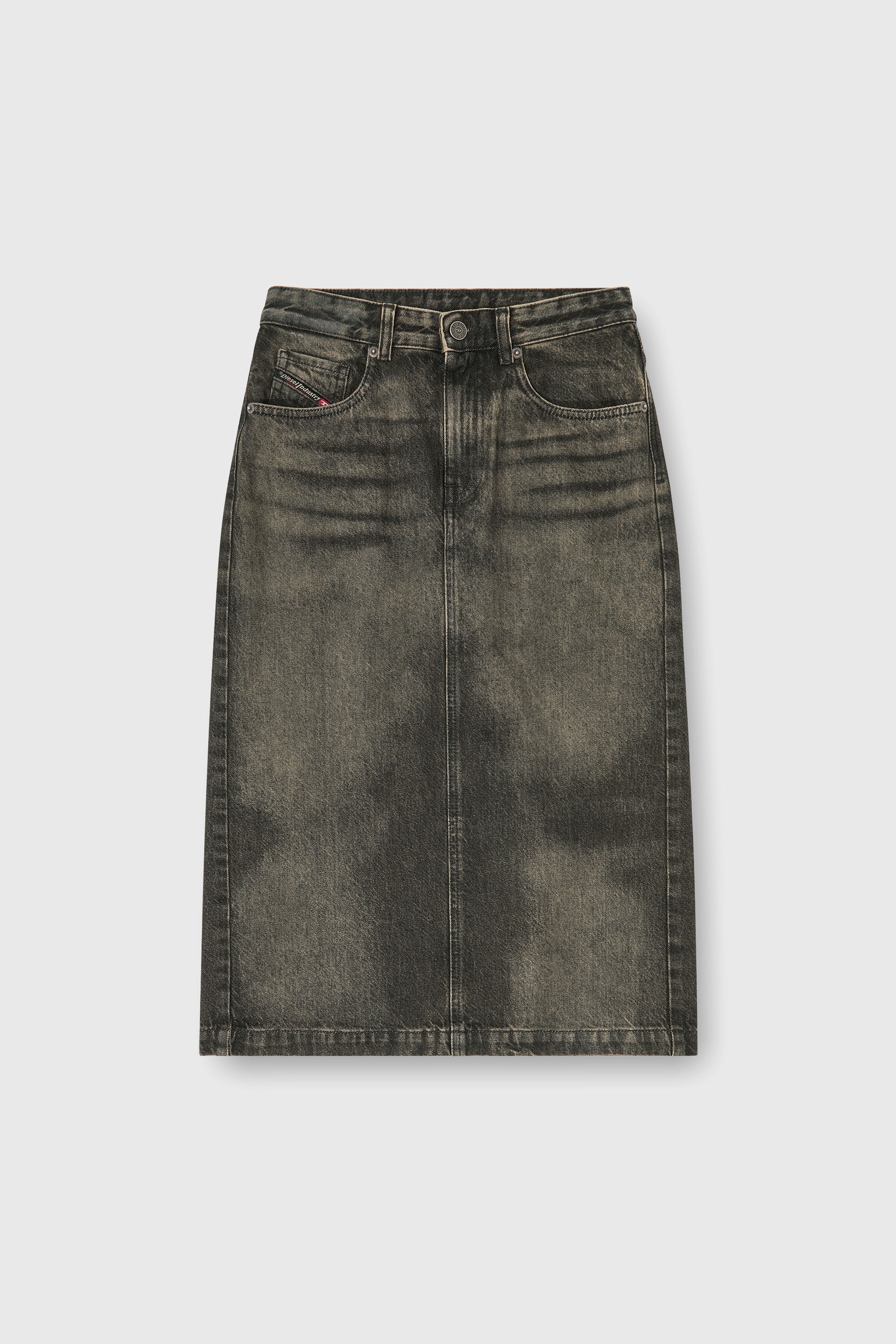 Diesel - DE-PENDY-FSJ, Jupe crayon en denim effet us&eacute; Femme in Noir - 2