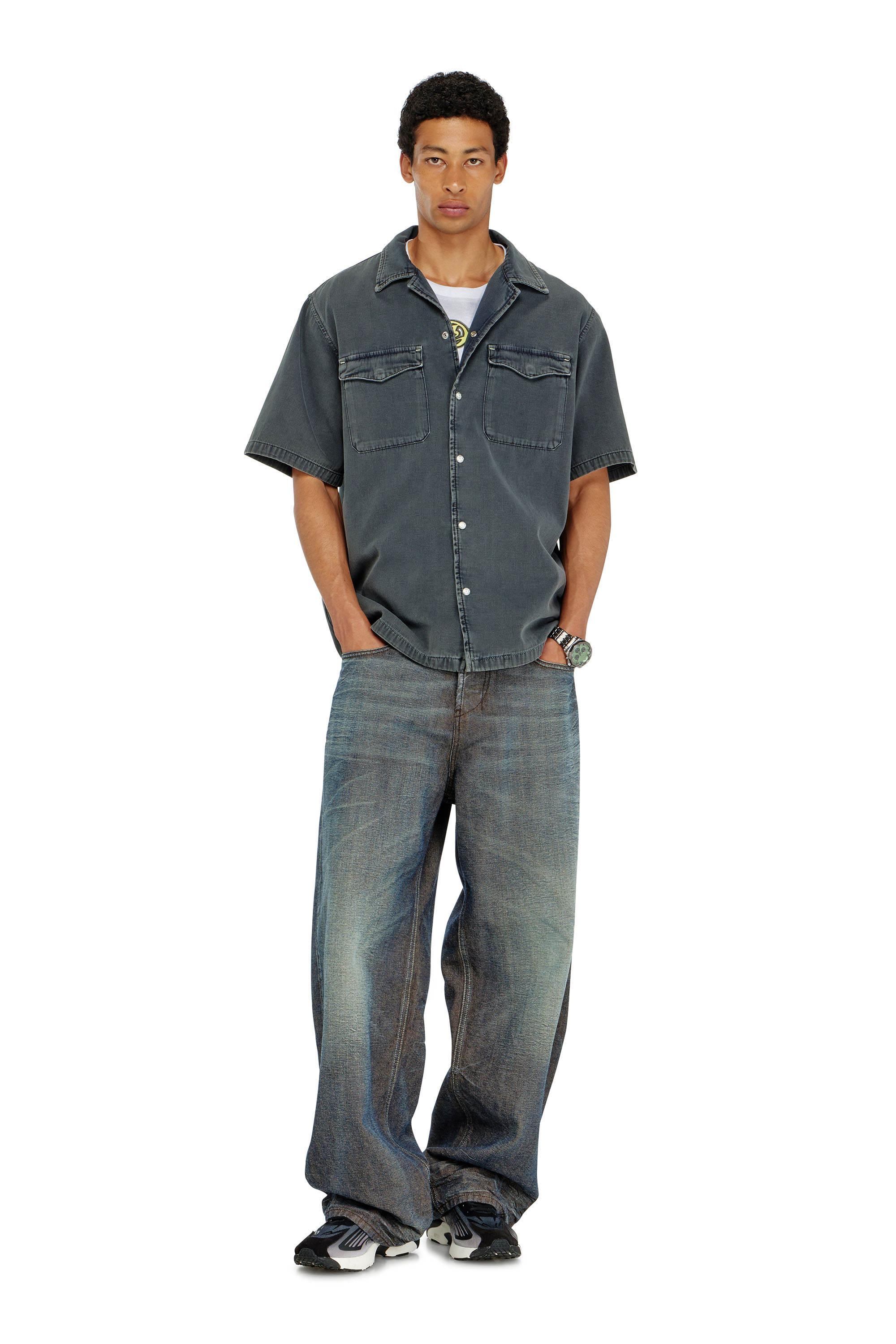 Diesel - D-NABIL-P, Chemise bowling en denim color&eacute; Homme in ToBeDefined - 2