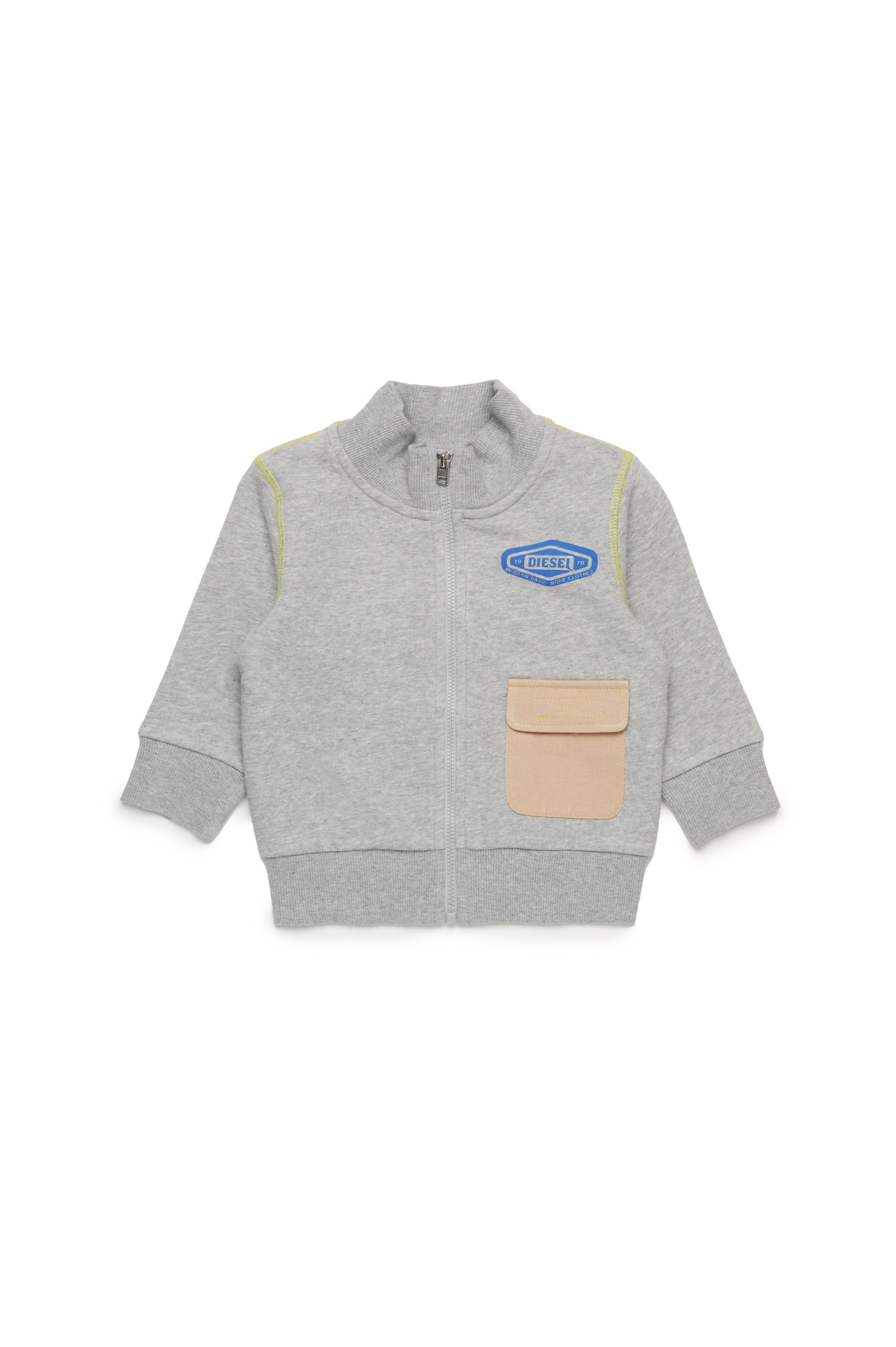 Diesel - SVABIB, Sweat-shirt zippé avec détails en gabardine Homme in Gris - 1