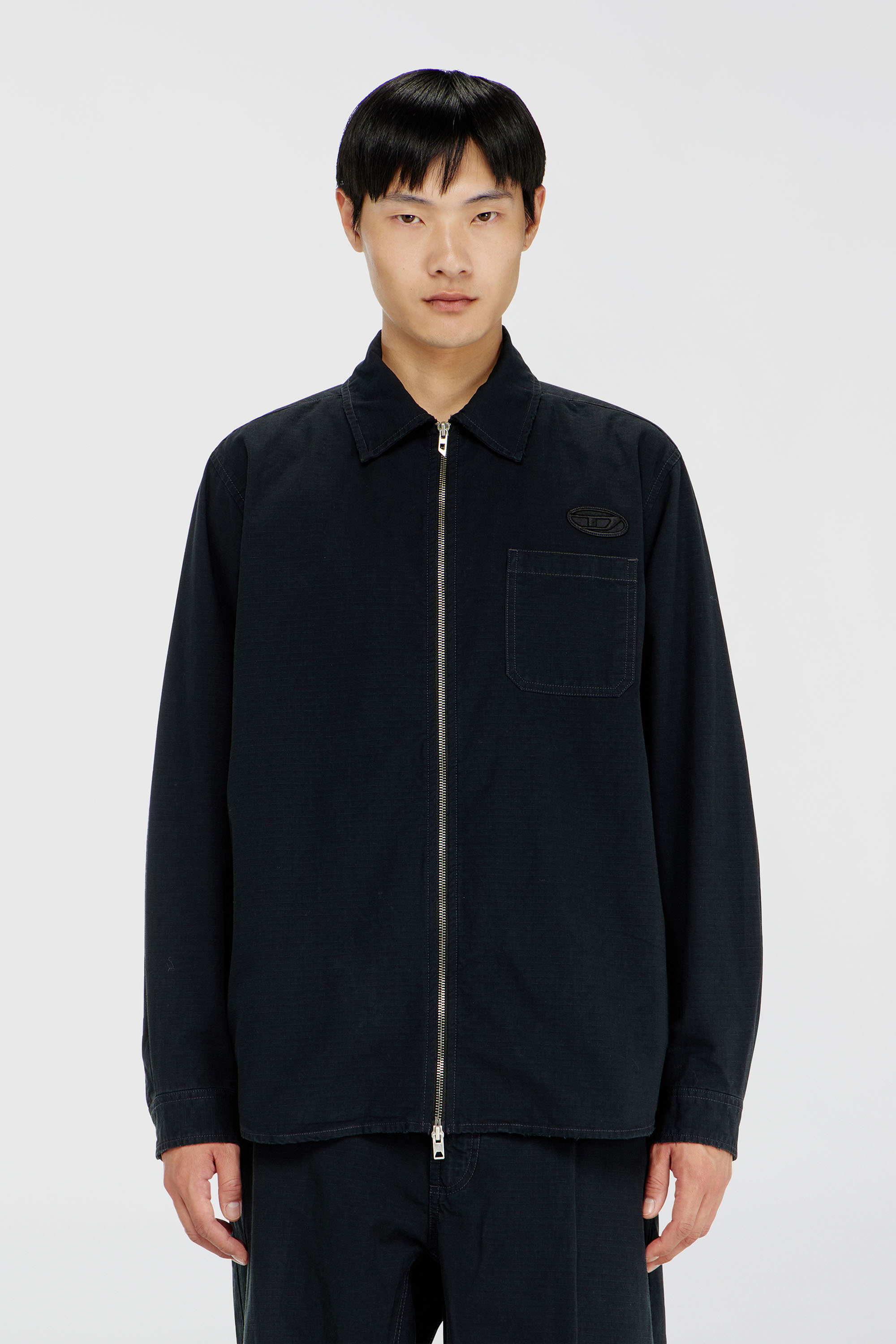 Diesel - S-ALIAS-ZIP, Chemise en ripstop avec fermeture zipp&eacute;e Homme in Noir - 3