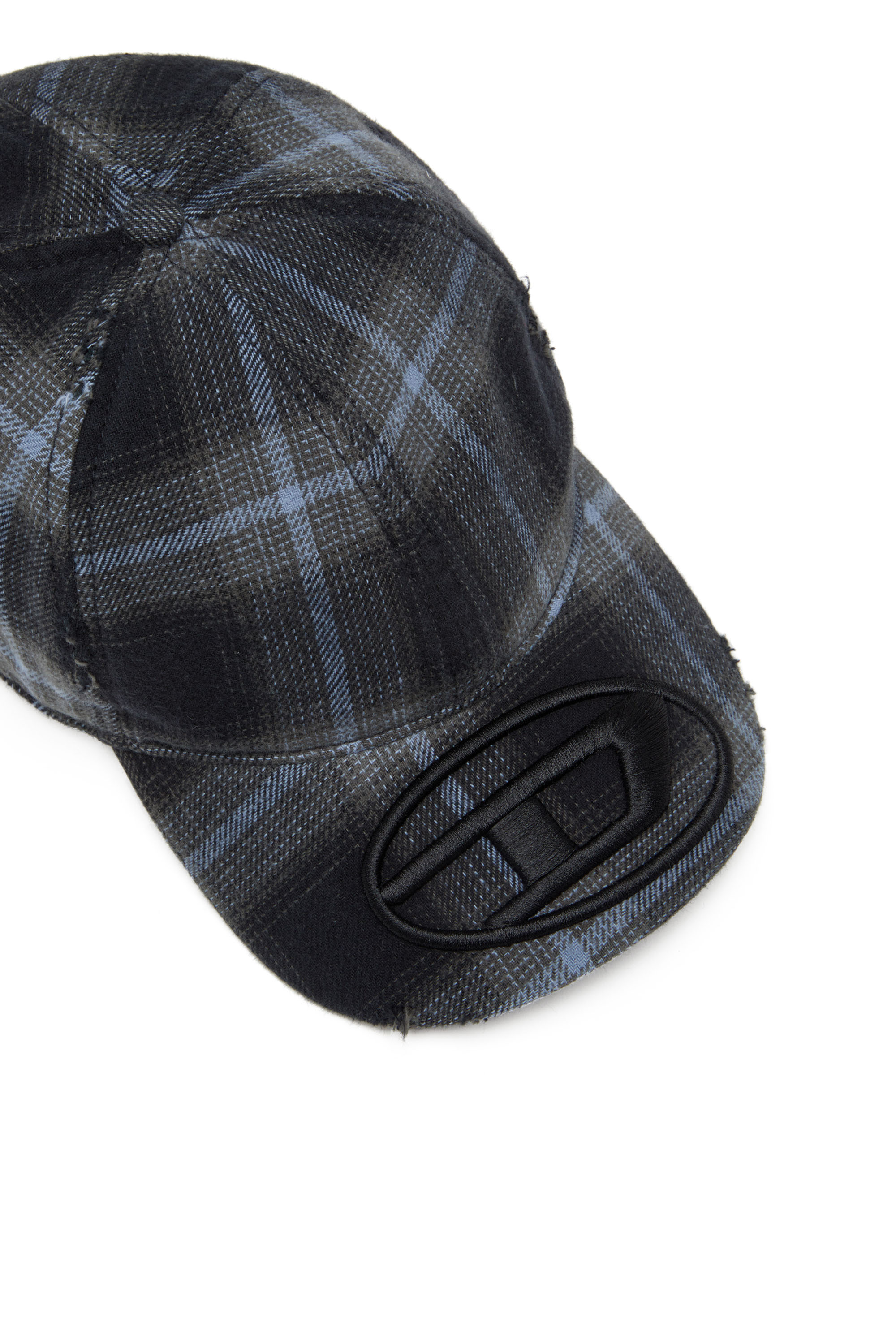 Diesel - C-HARLES, Man's Cotton check baseball cap in Black/Blue - 3