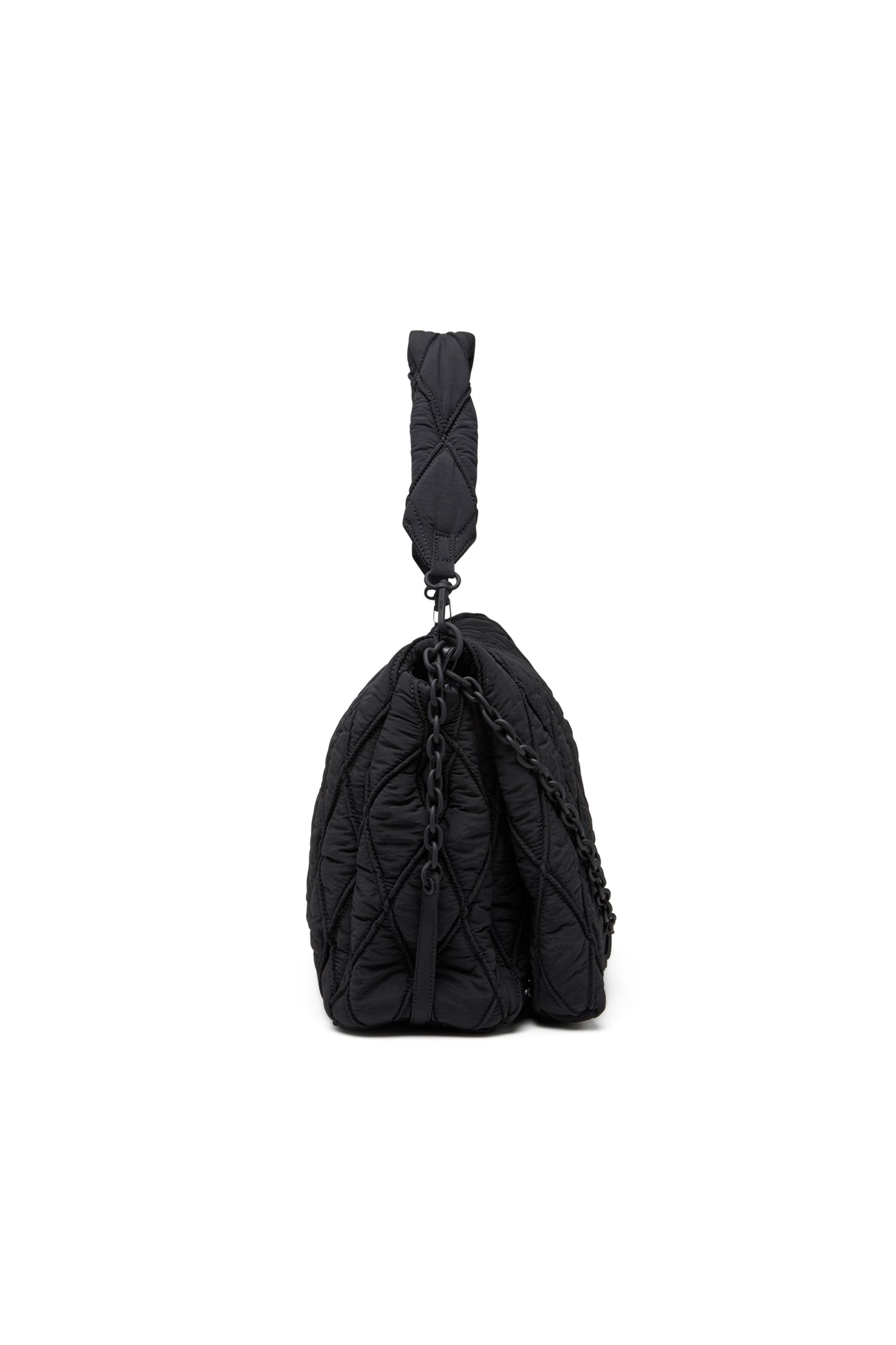 Diesel - CHARM-D SHOULDER L, Charm-D L-Sac à bandoulière en nylon délavé matelassé Femme in Noir - 4