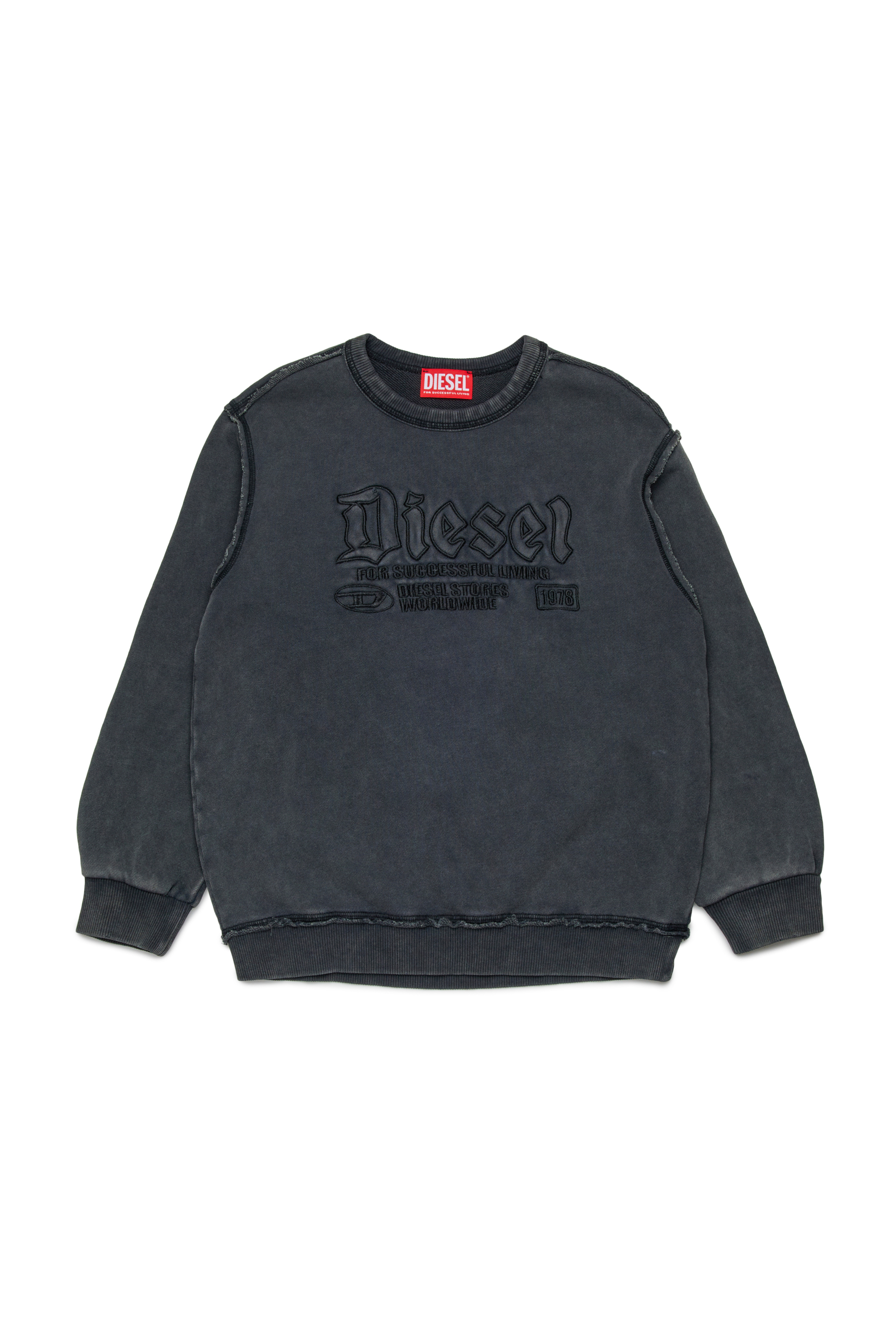 Diesel - SBOXTRAW OVER, Sweat en coton avec logo en relief Homme in Noir - 1