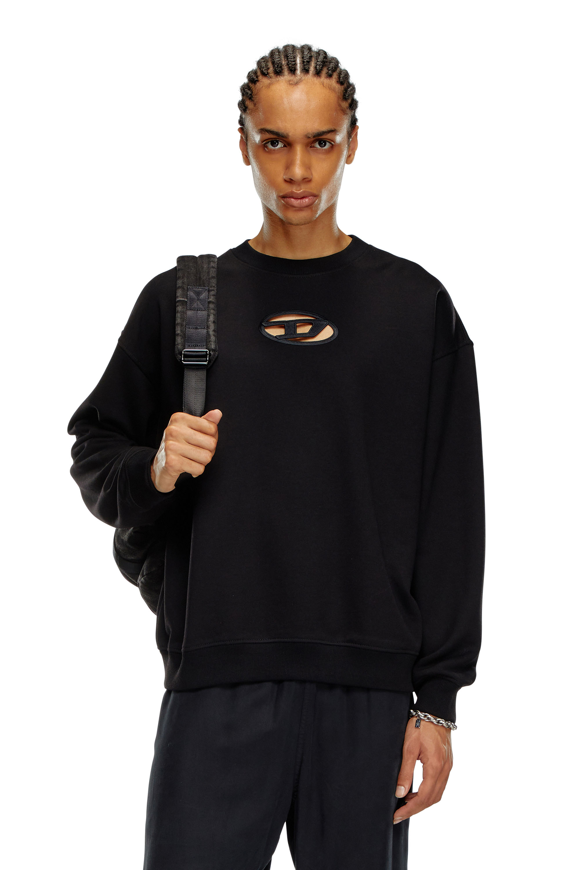 Diesel - S-BOXT-OD, Homme Sweat-shirt avec cut-out Oval D in Noir - Image 1