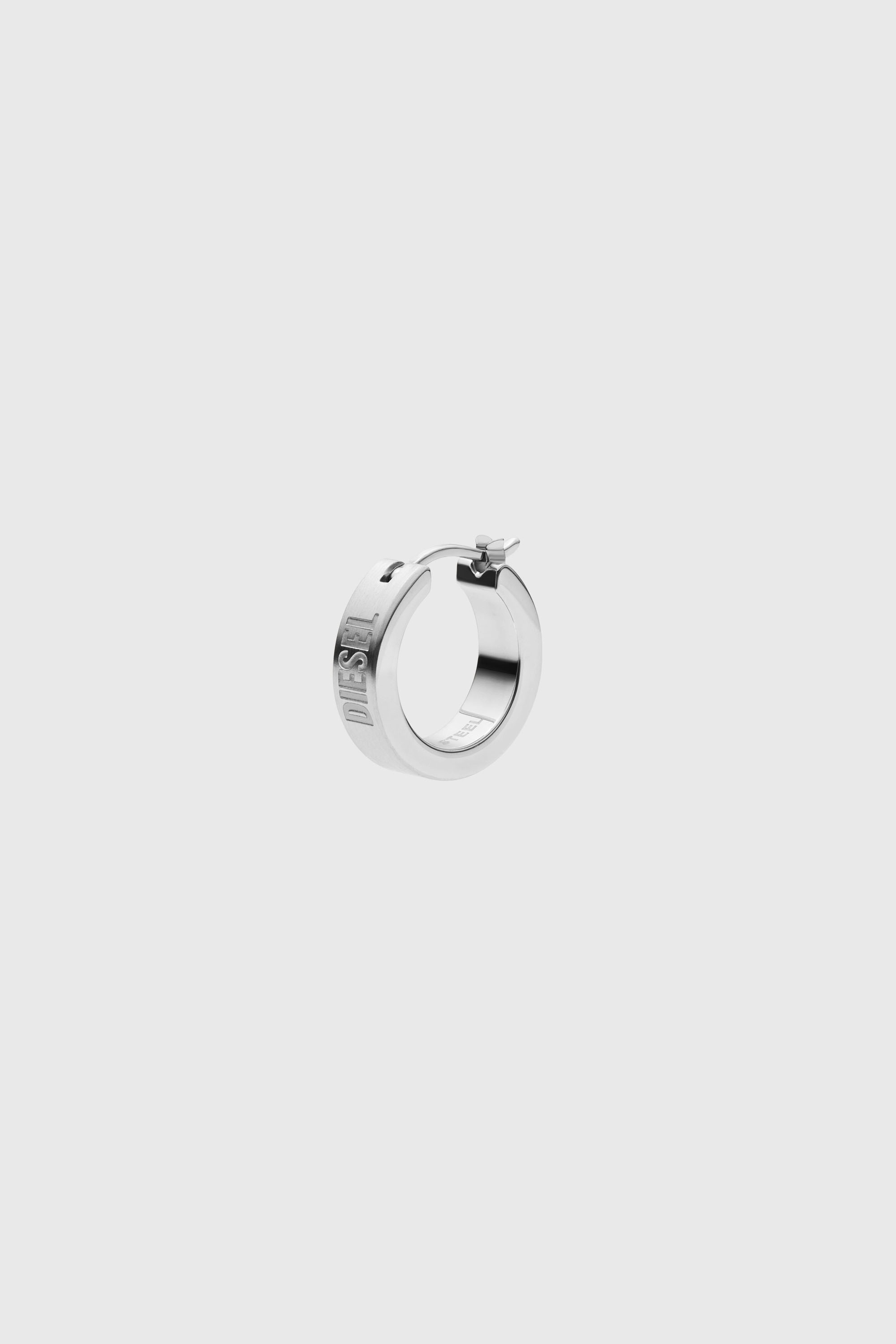 Diesel - DX1639040 JEWELLERY, Boucle d'oreille cr&eacute;ole en acier inoxydable Mixte in Gris argent&eacute; - 1