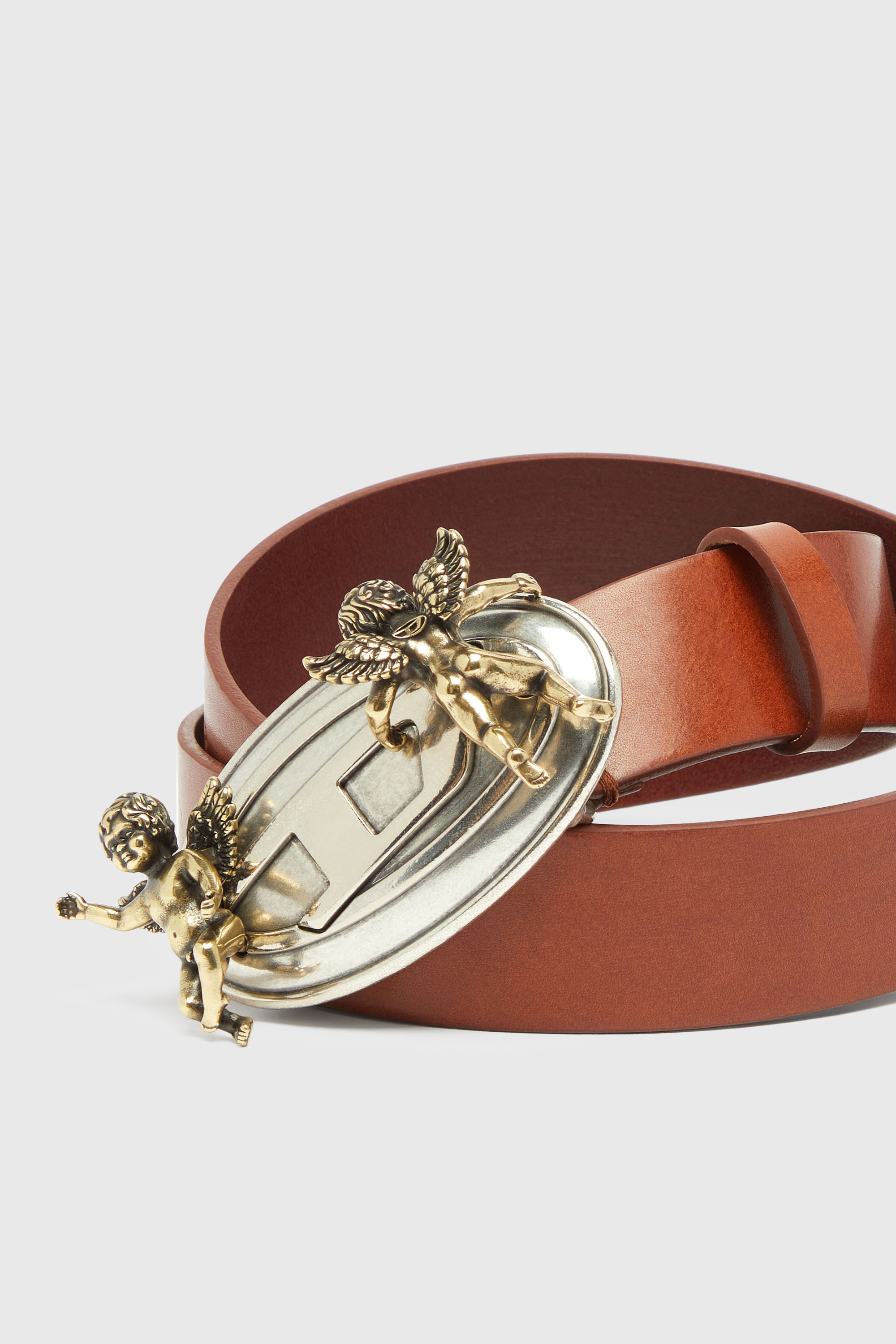 Diesel - B-OVAL ANGELS 35, Ceinture 3,5 cm en cuir avec boucle Oval D ch&eacute;rubin Femme in Marron - 3