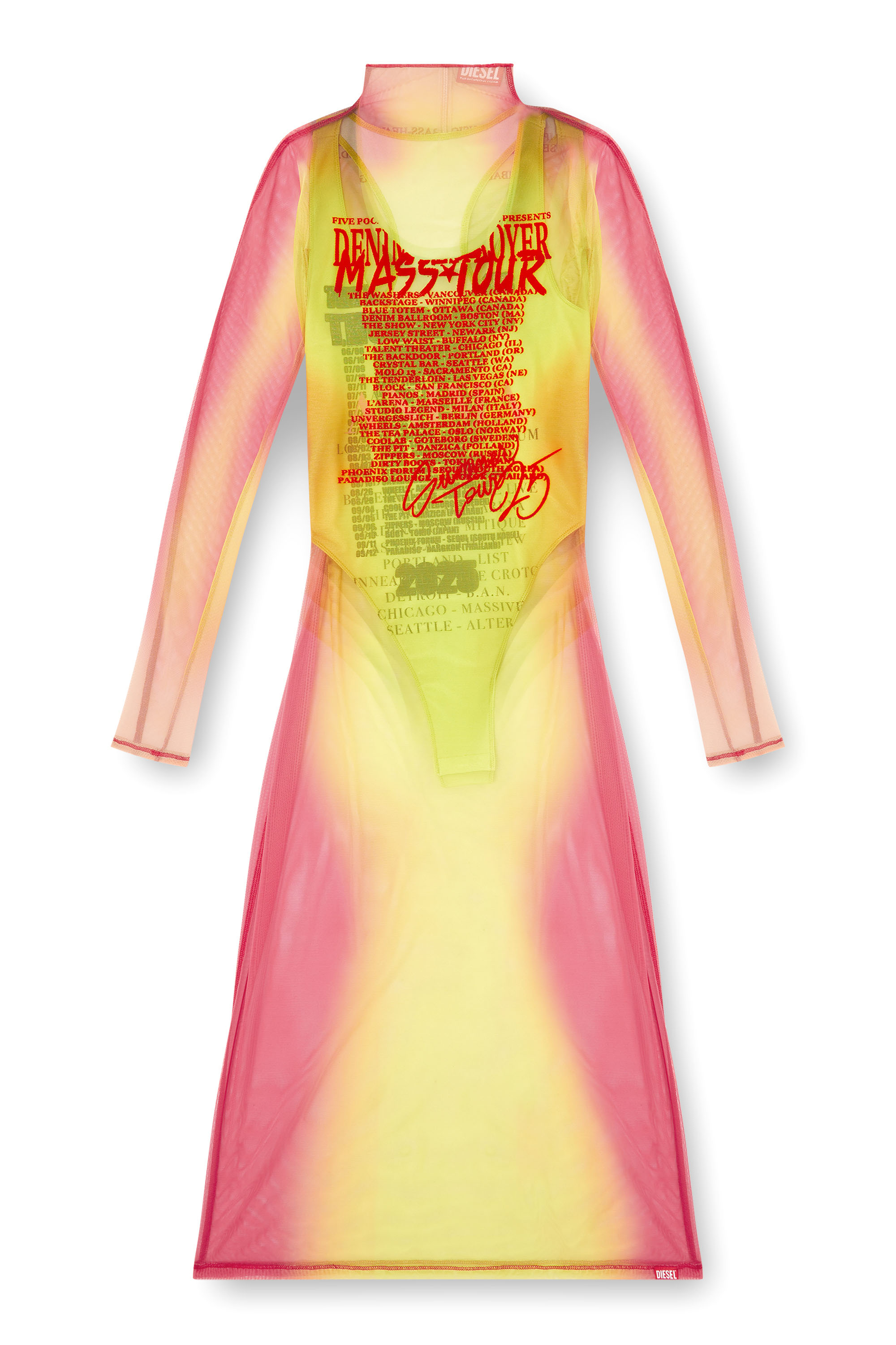 Diesel - D-AFNIC, Robe midi superposée avec imprimé paroles Femme in Polychrome - 2