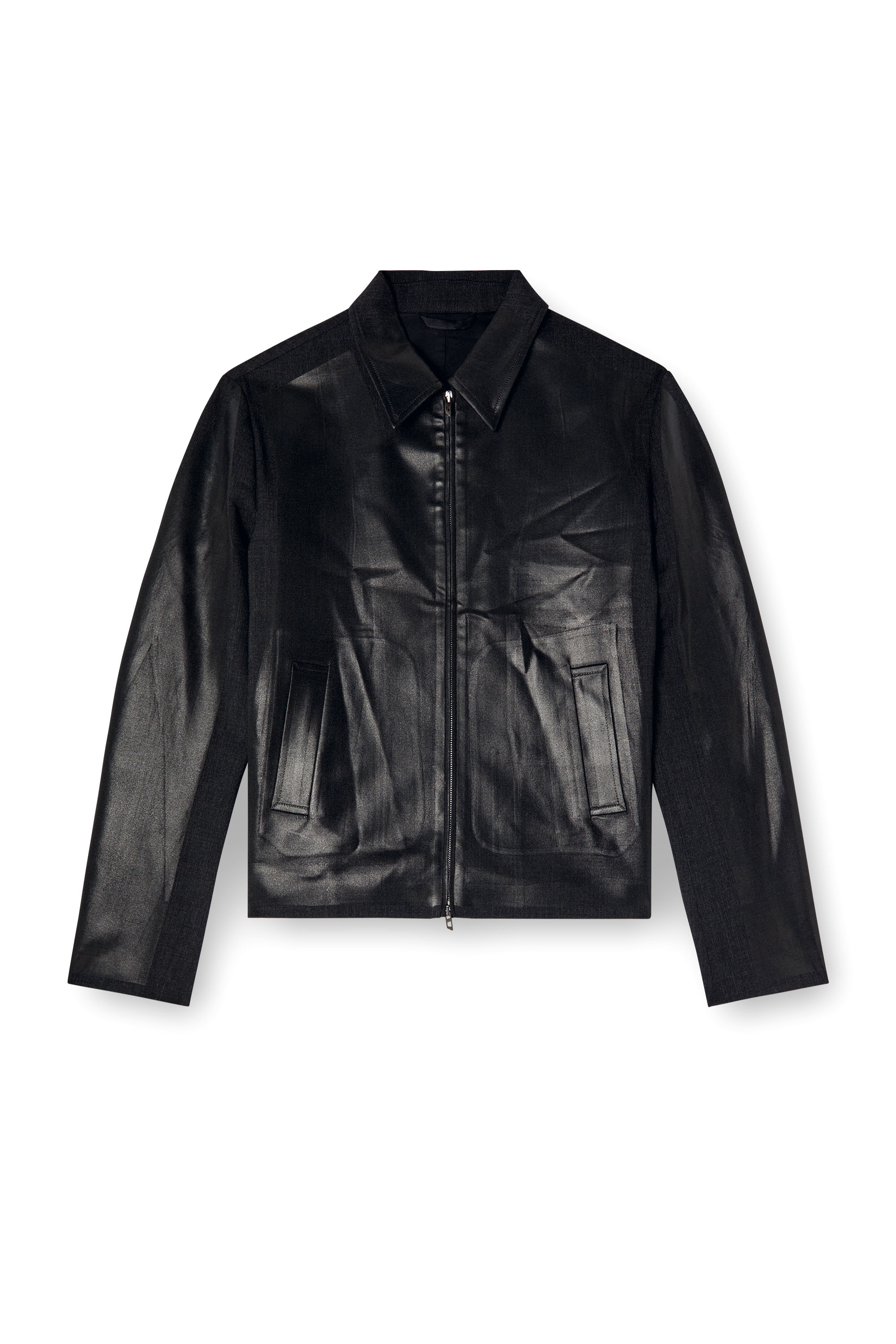 Diesel - J-KANE, Veste coach en laine fraiche enduite Homme in Noir - 3