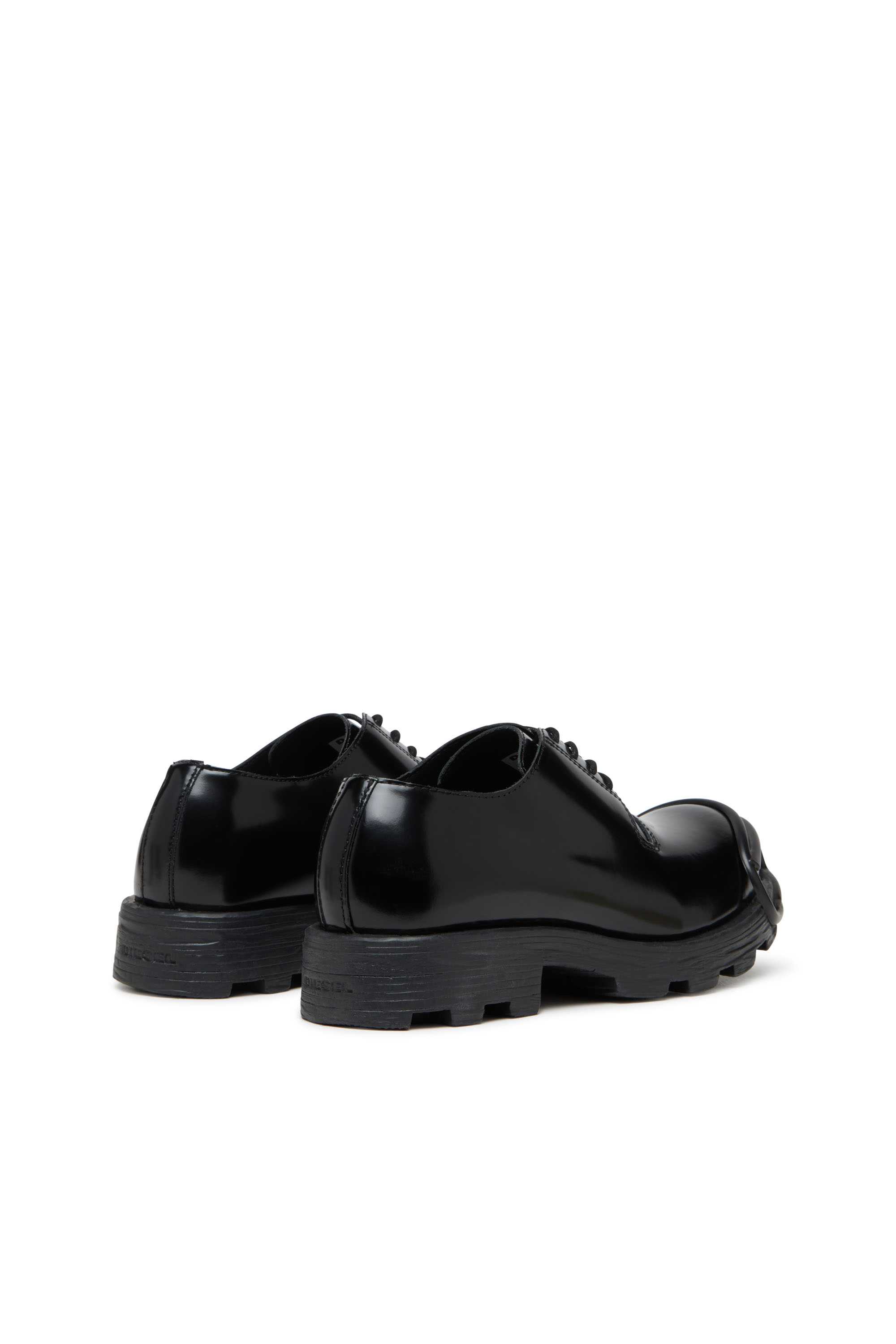 Diesel - D-HAMMER SO D, D-Hammer-Chaussures à lacets en cuir avec embout Oval D Homme in Noir - 3