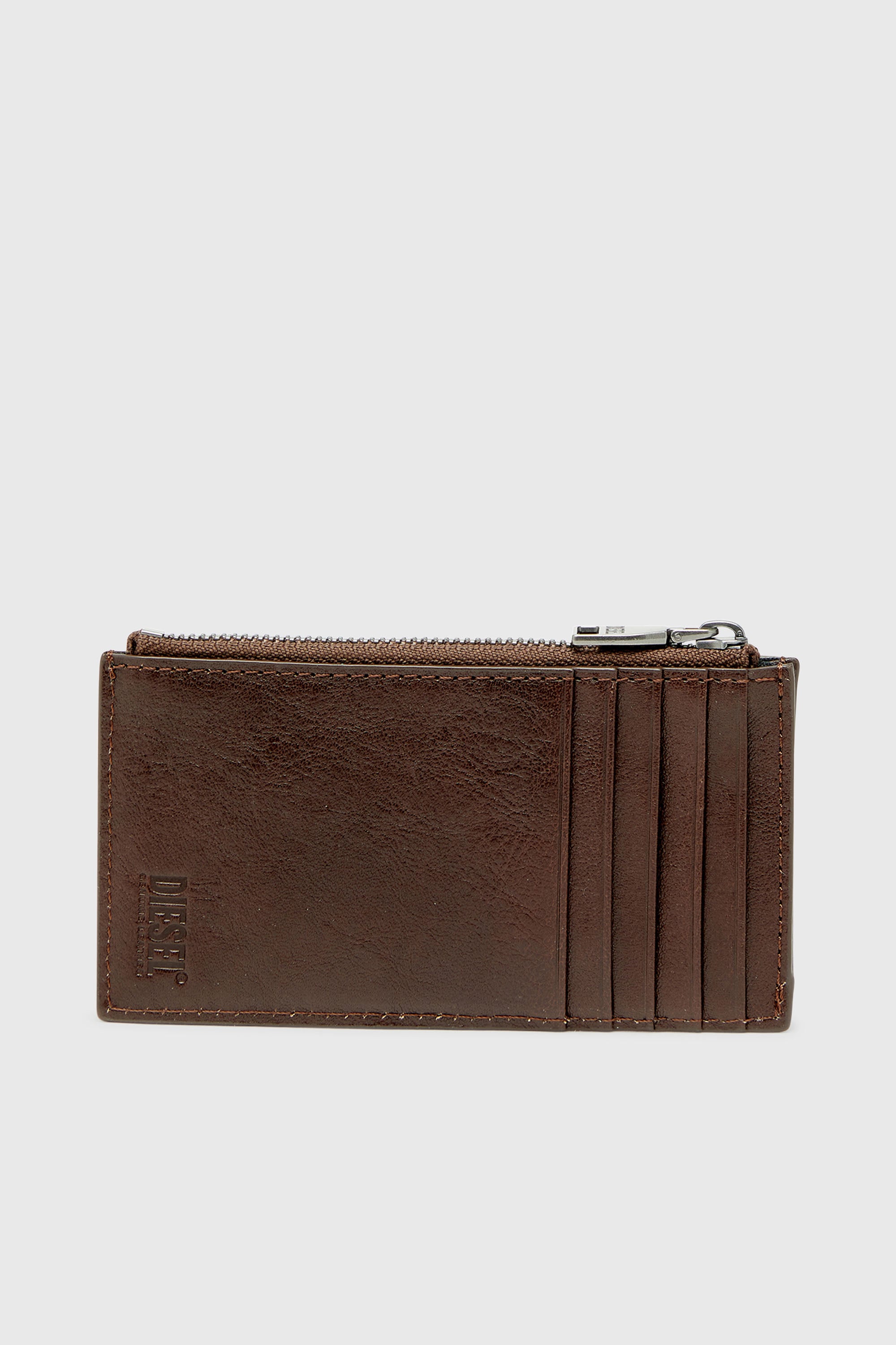 Diesel - FLAG-D CARD HOLDER III, Man's Leather card holder with zip closure in Brown - 2