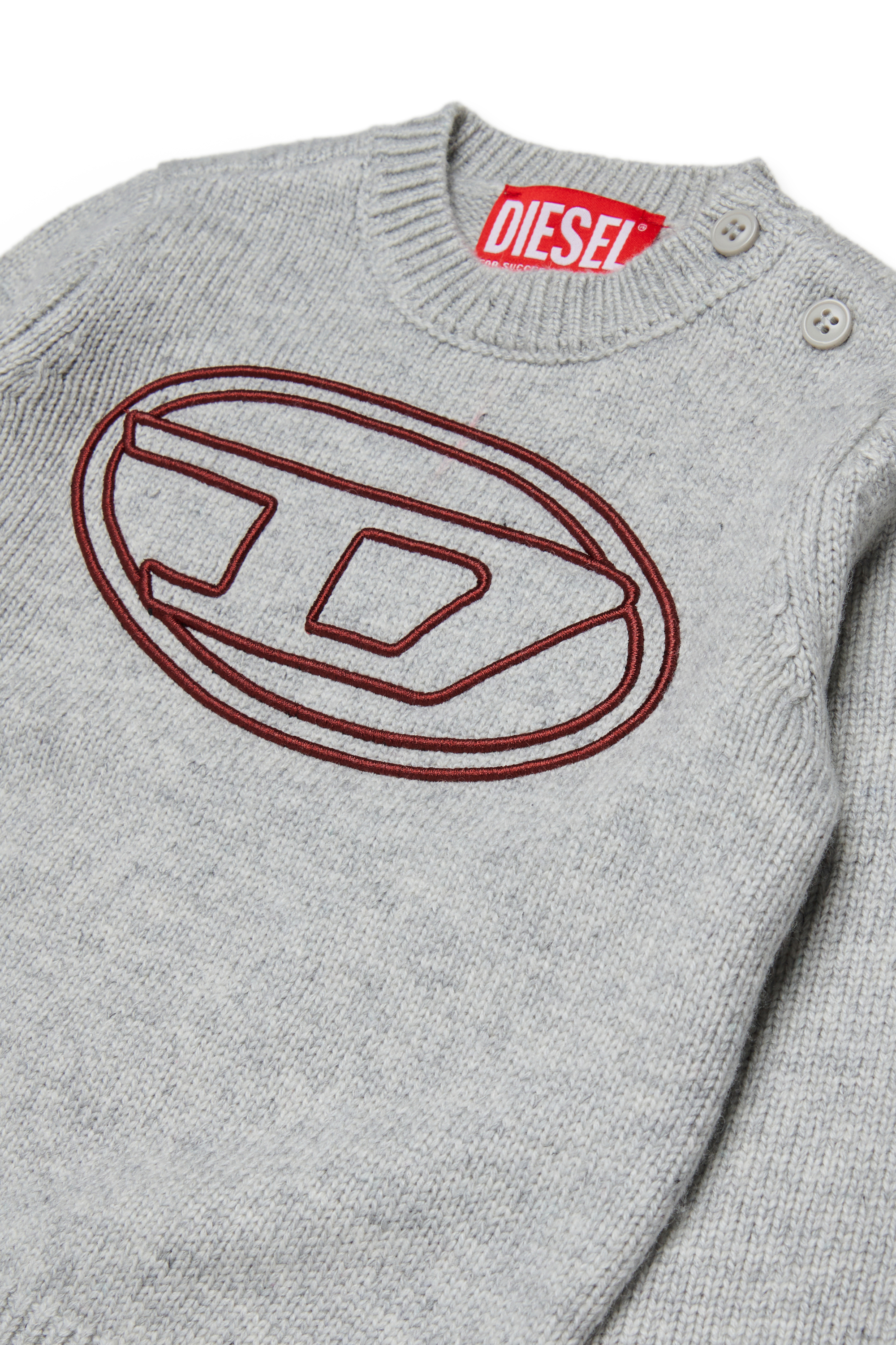 Diesel - KOMYB, Pull enrichi en cachemire avec grand Oval D Homme in Gris - 3