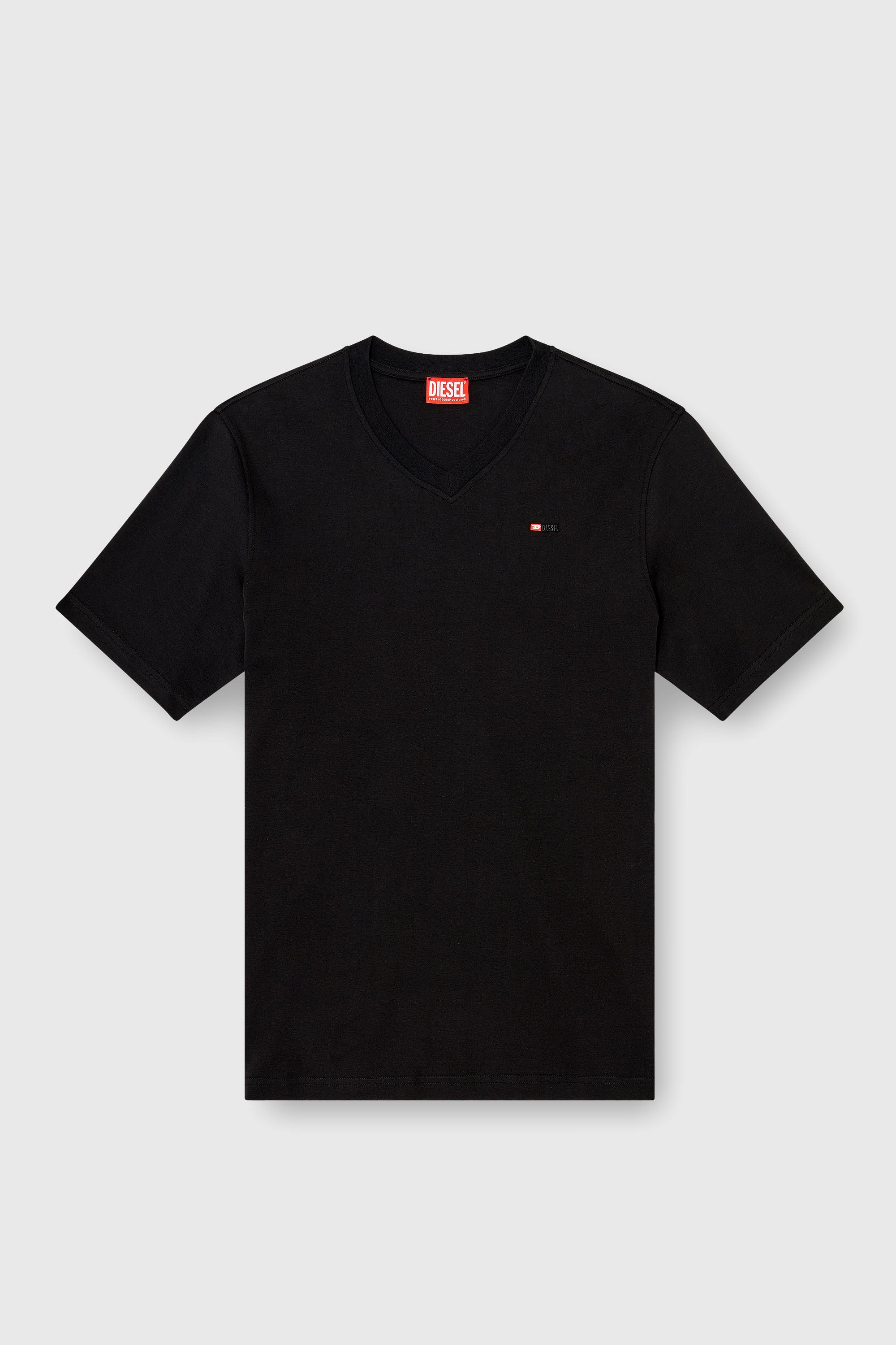 Diesel - T-ADJUST-V-MICRODIV, Man's V-neck T-shirt with micro logo embroidery in Black - 2