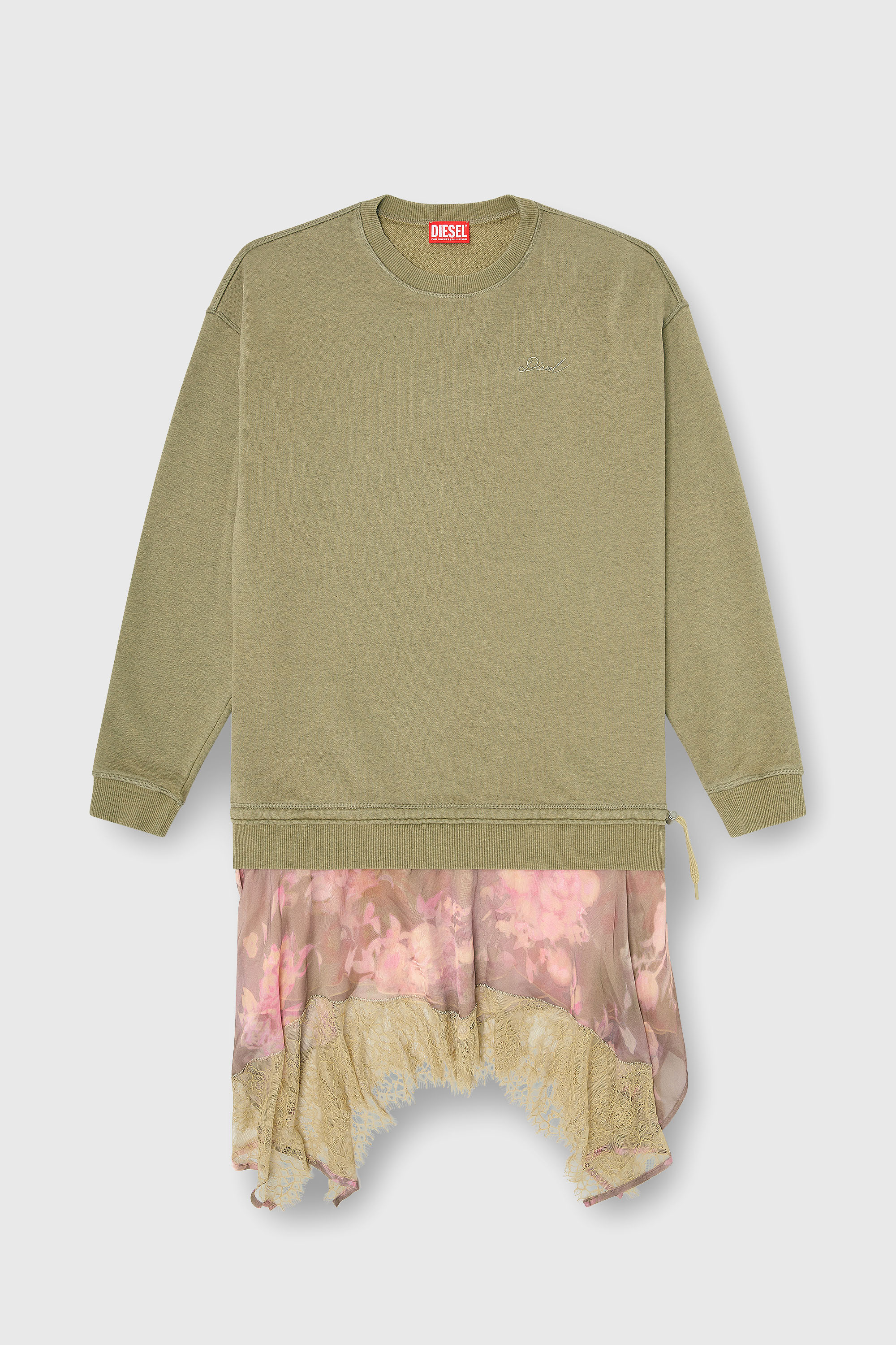 Diesel - D-ORELY, Robe sweat avec jupe &agrave; demi-longueur en chiffon et dentelle Femme in Polychrome - 2