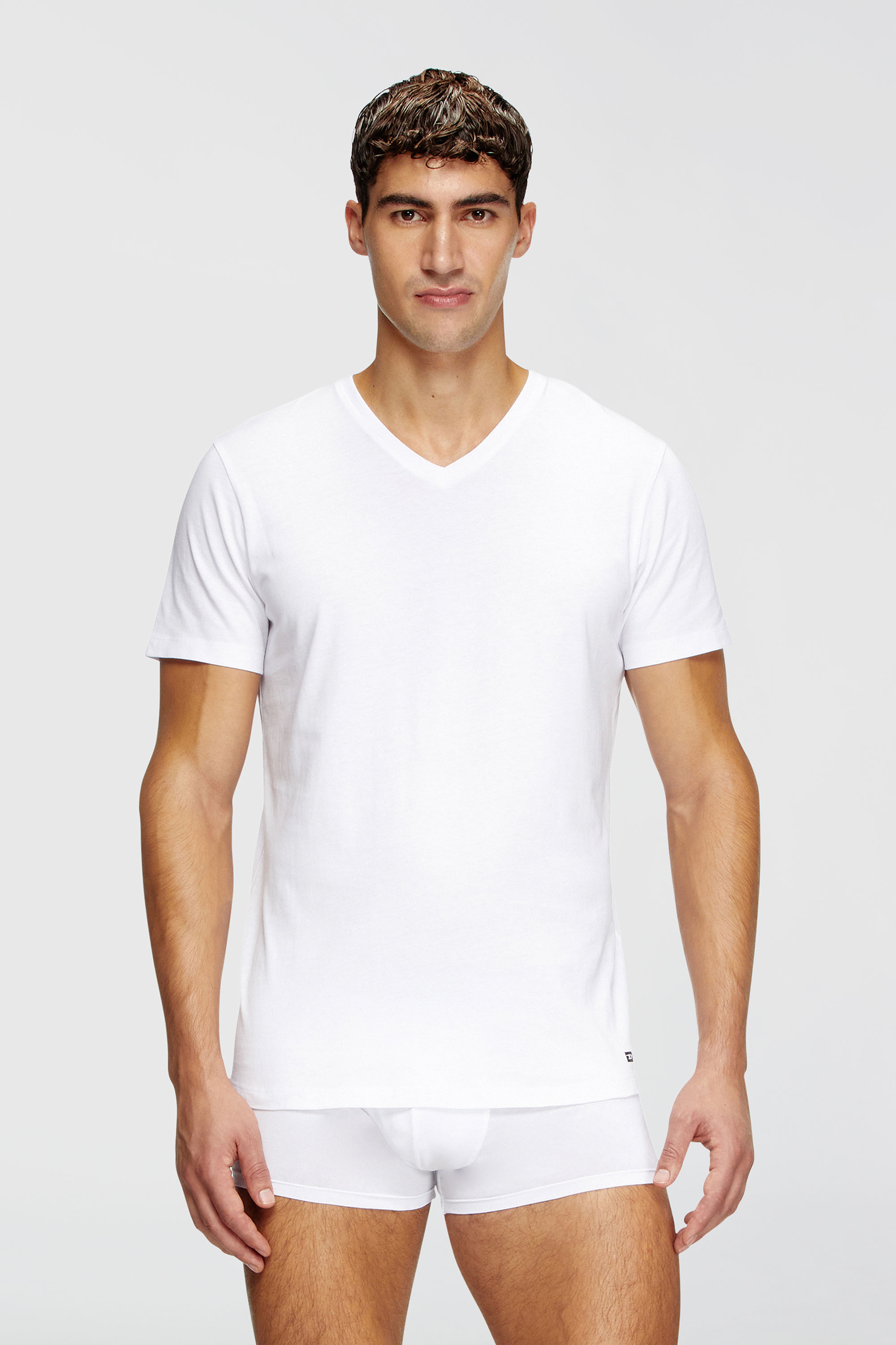 Diesel - MICHAEL-D-BOX-3PACK, Lot de trois T-shirts avec col en V Homme in Blanc - 3