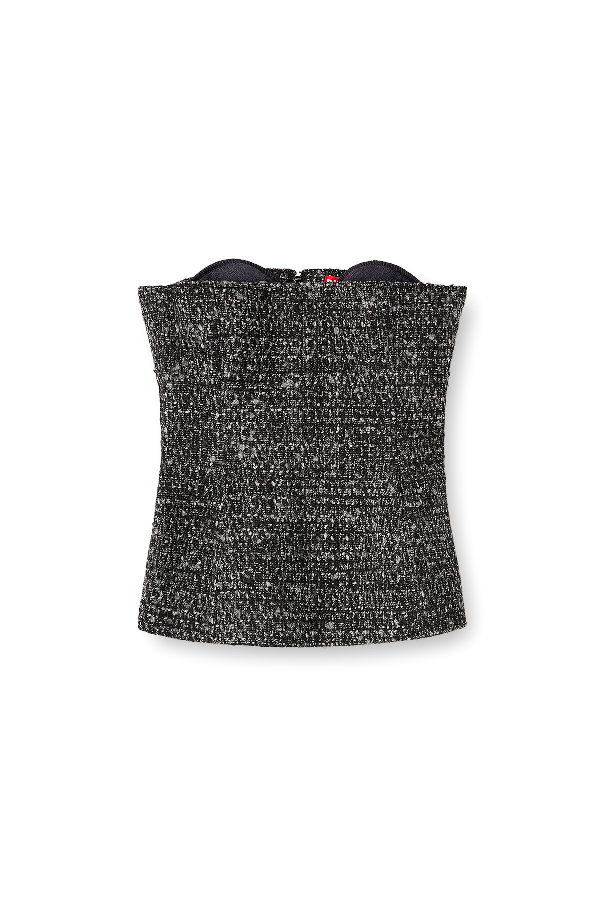 Diesel - T-ORSET, Top corset en bouclé avec découpe ultra-basse Femme in Noir - 2