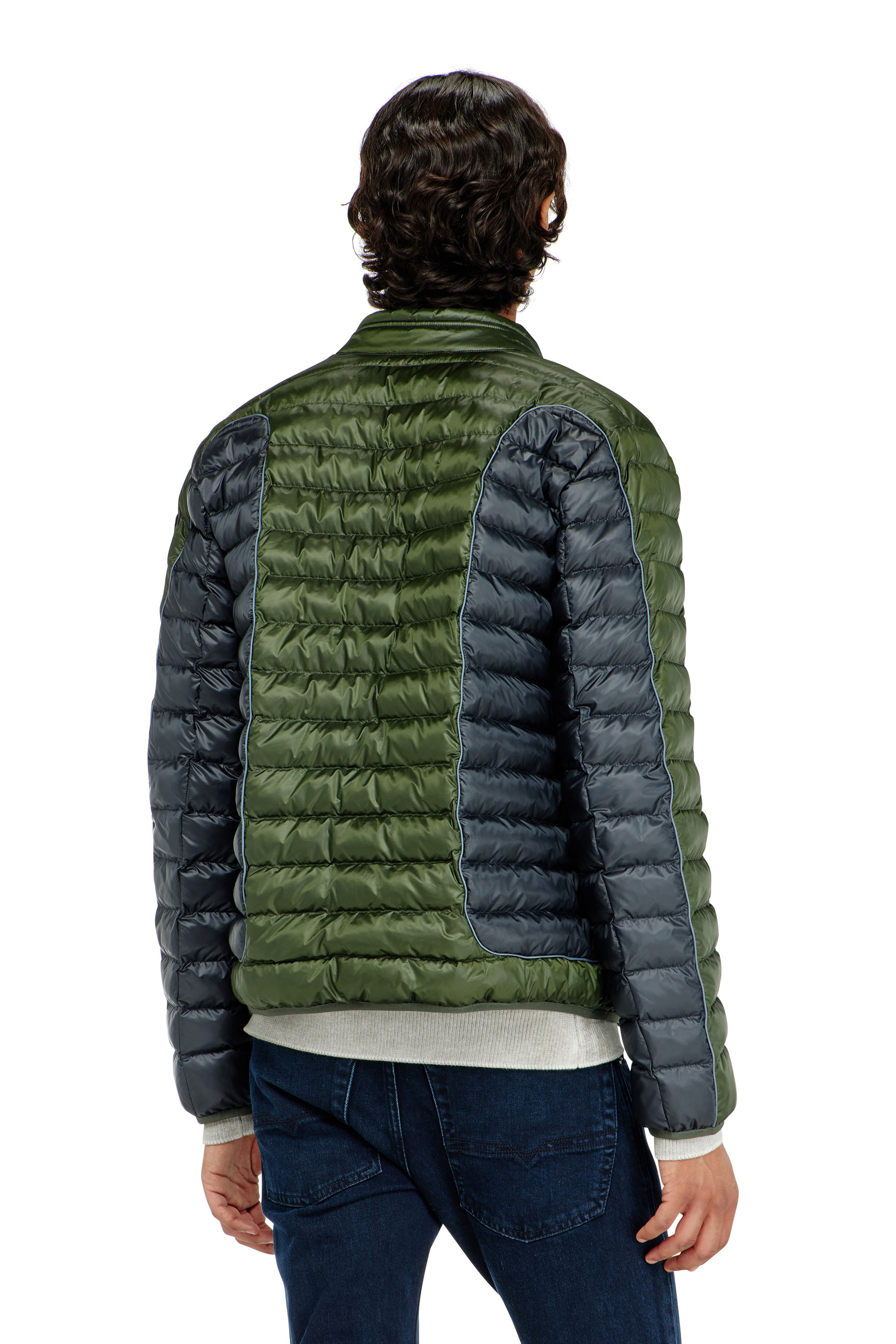 Diesel - W-PILOT-BLOCK, Doudoune style biker &agrave; empi&egrave;cements color block Homme in Polychrome - 4