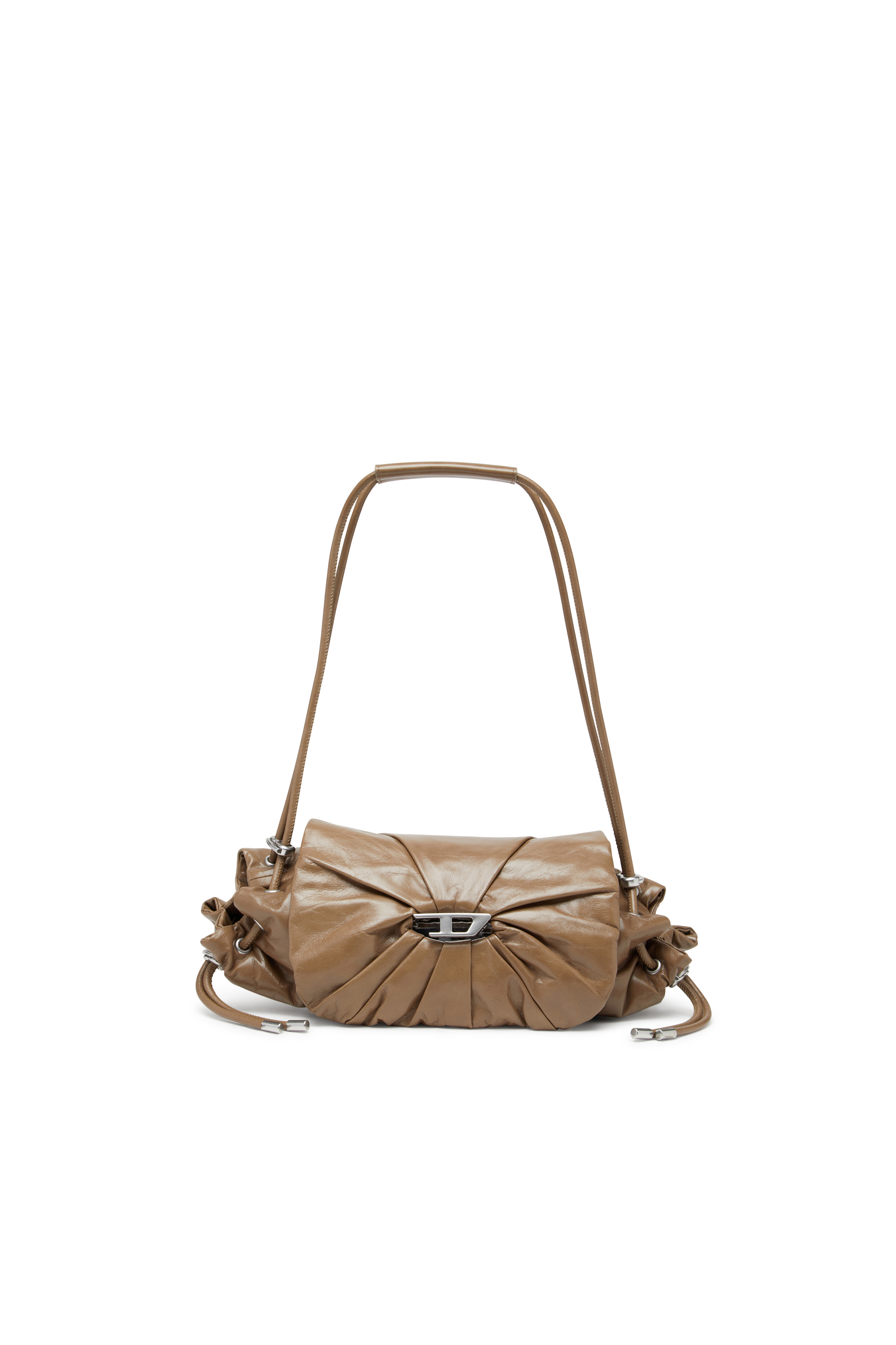 Diesel - SCRUNCH-D SHOULDER S, Scrunch-D S-Sac à bandoulière en cuir froissé Femme in Marron - 1