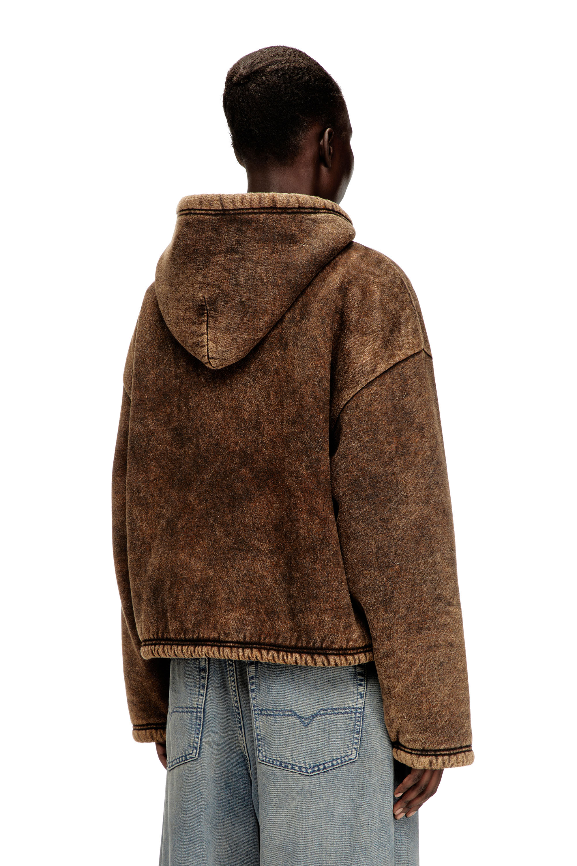 Diesel - F-ELLA, Hoodie zippé délavé à l'acide avec doublure en peluche. Femme in ToBeDefined - 3