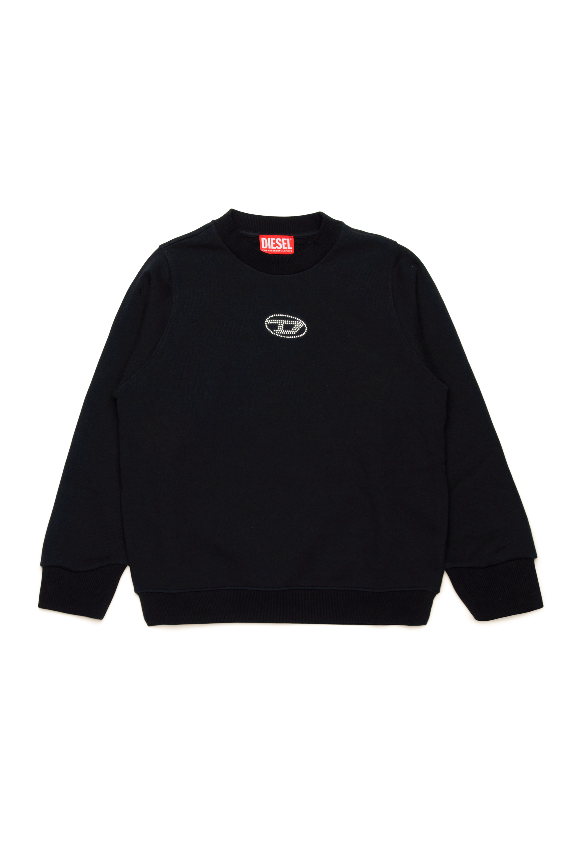 Diesel - SLEMBY, Woman's Sweatshirt with crystal Oval D logo in Black - 1