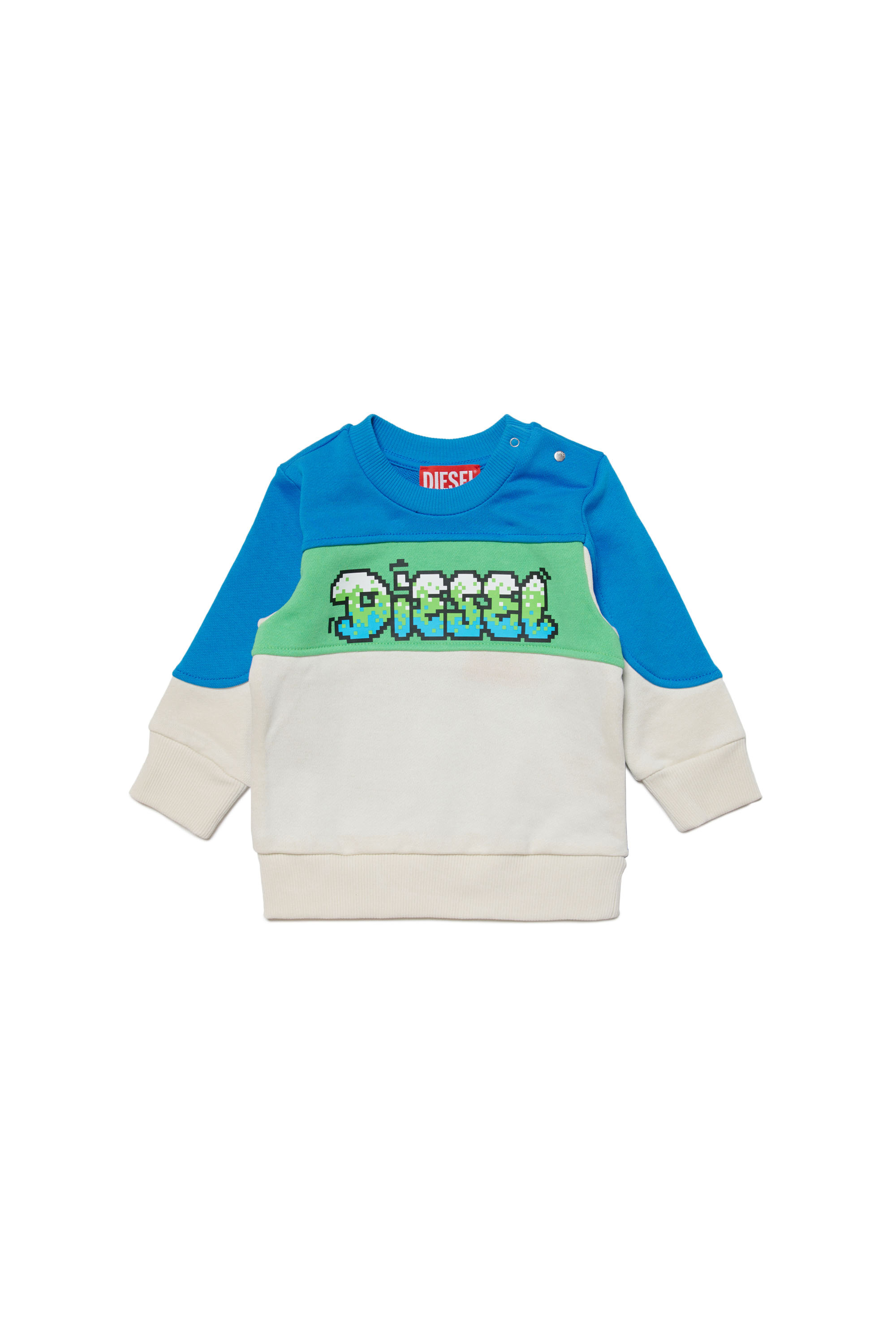 Diesel - SLAB, Homme Sweat-shirt color-block avec logo pixélisé in Polychrome - Image 1