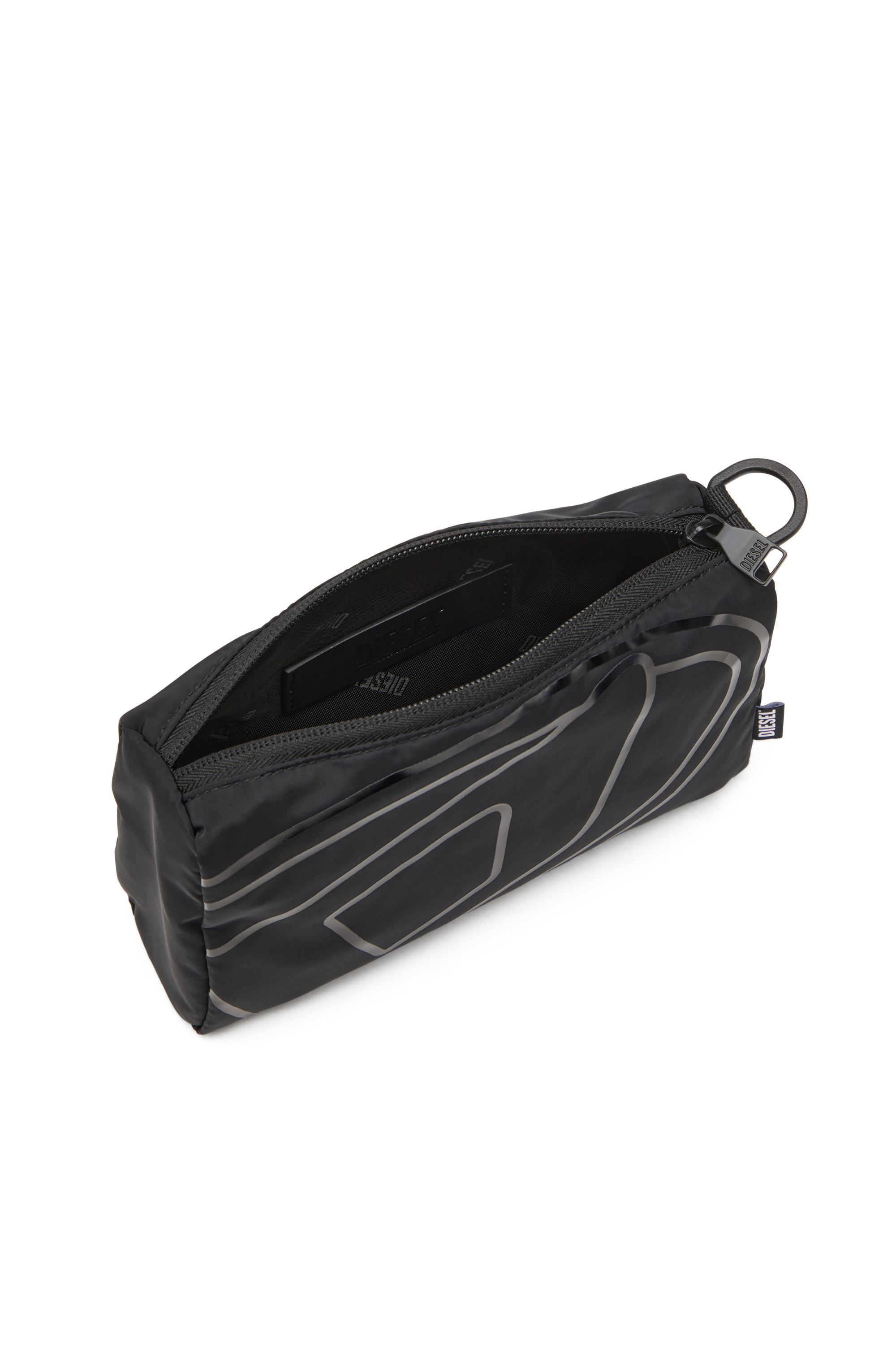 Diesel - DRAPE POUCH, Pochette en nylon avec imprimé Oval D Homme in Noir - 4