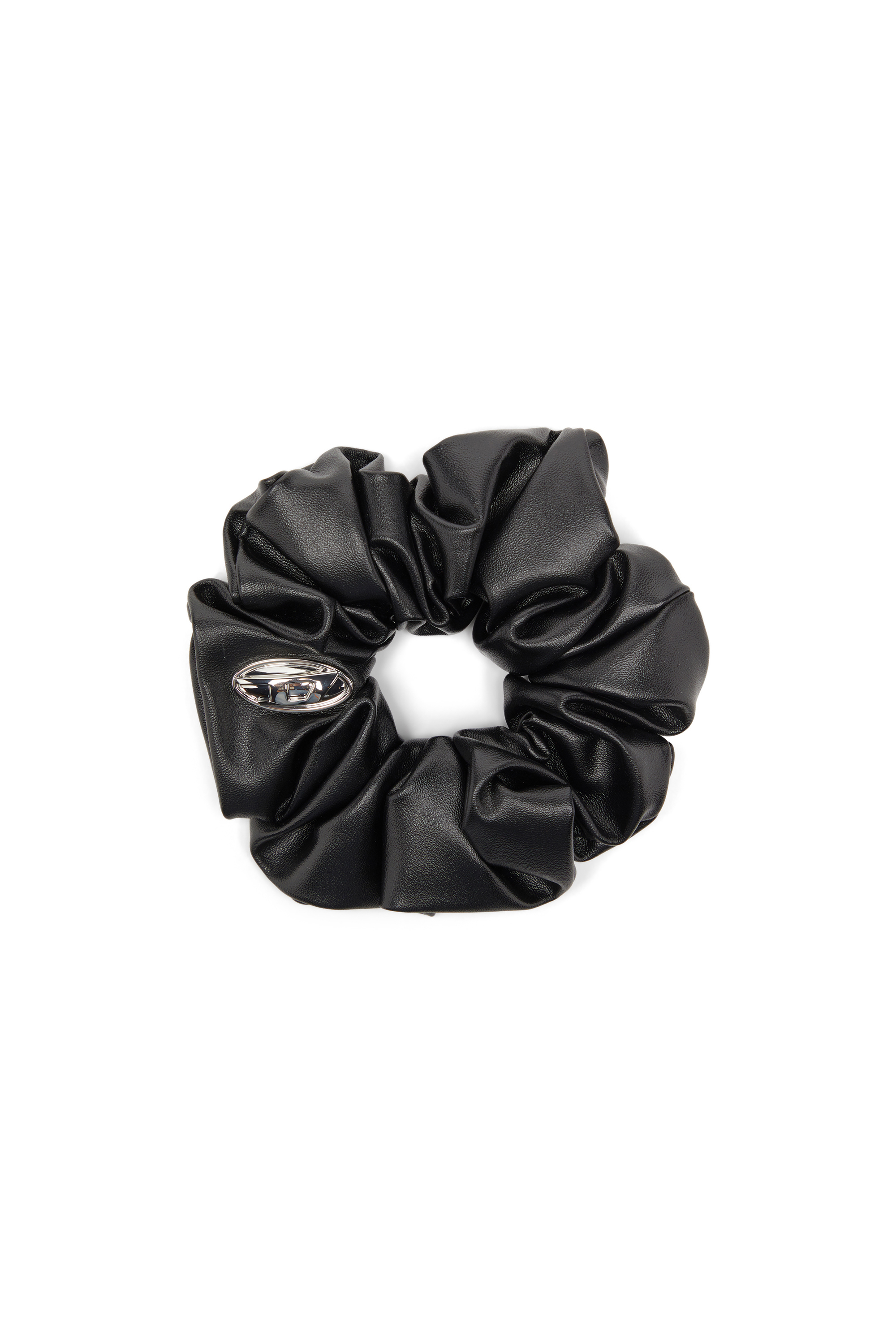 Diesel - BANGLE SCRUNCHIE, Chouchou à logo en métal Femme in Noir - 1