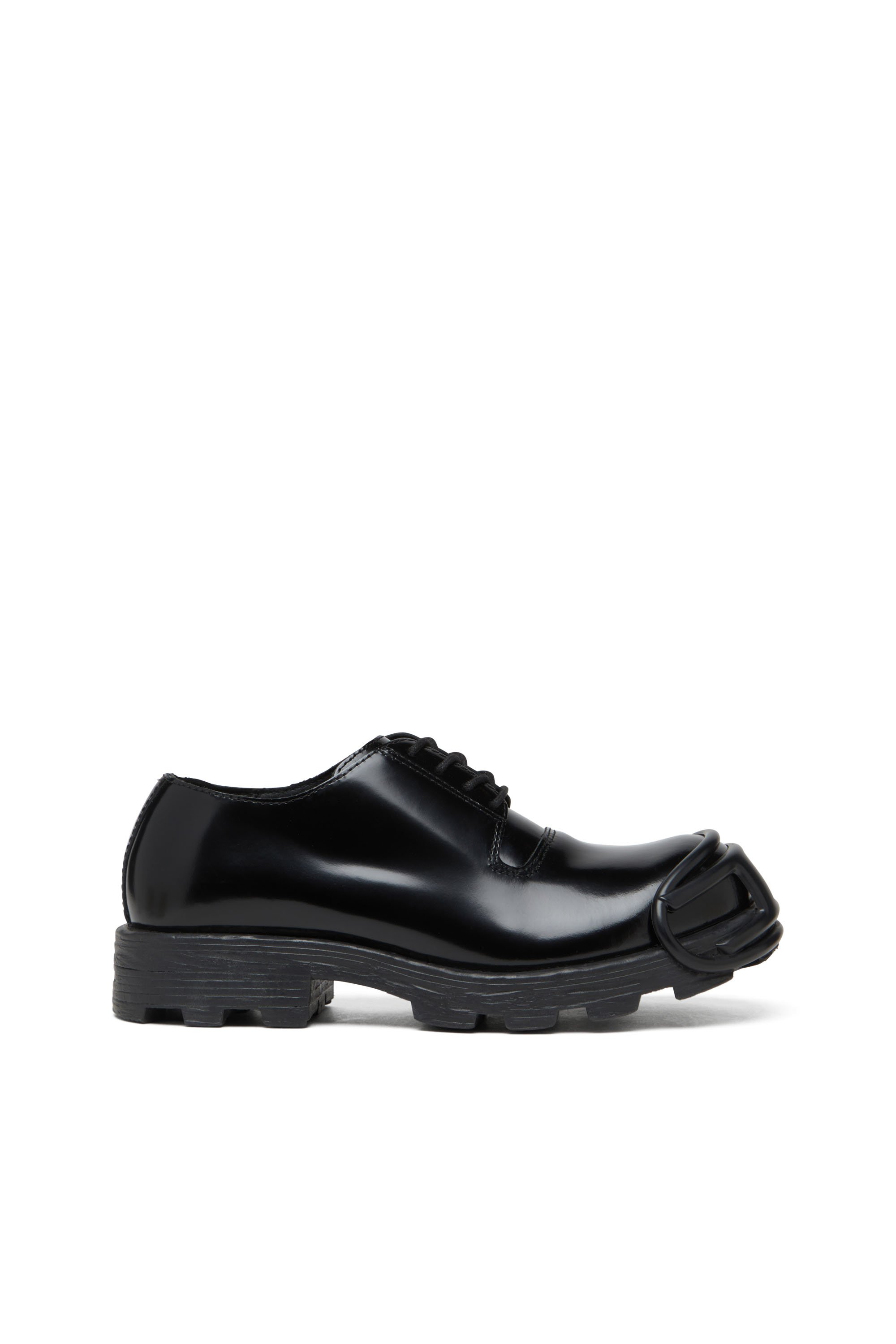 Diesel - D-HAMMER SO D, D-Hammer-Chaussures à lacets en cuir avec embout Oval D Homme in Noir - 1