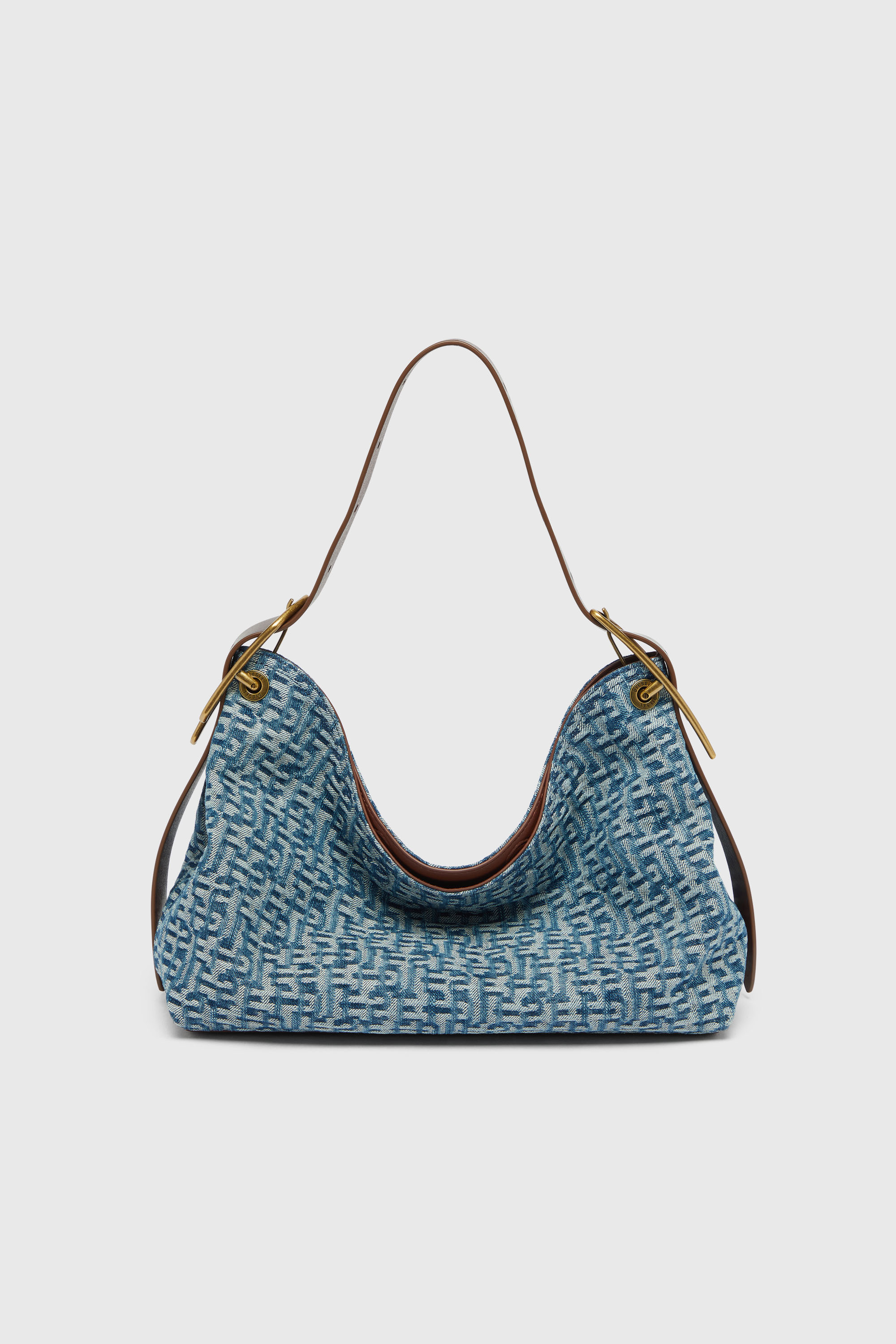 Diesel - D-LINE HOBO S, D-Line Sac port&eacute; &eacute;paule en denim monogramm&eacute; Femme in Bleu - 2