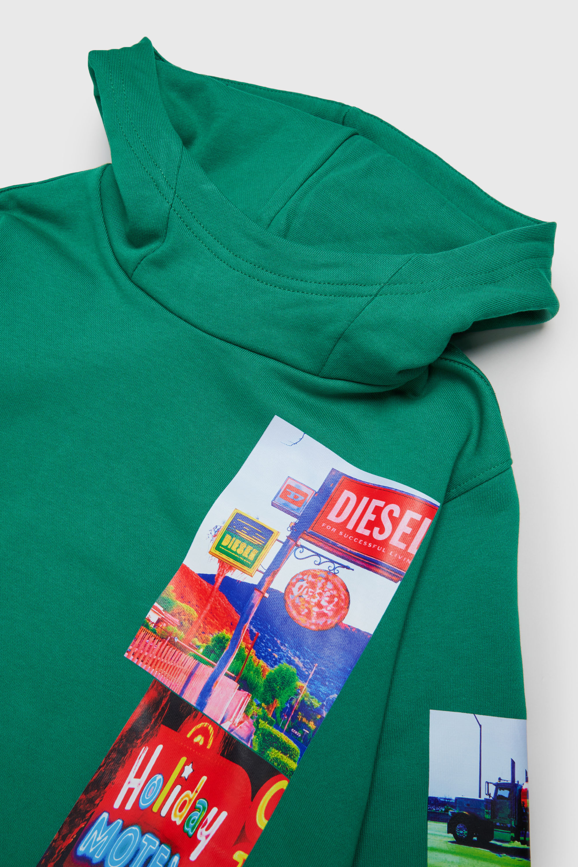 Diesel - SFORMY OVER, Sweat &agrave; capuche avec photo prints Homme in Vert - 3