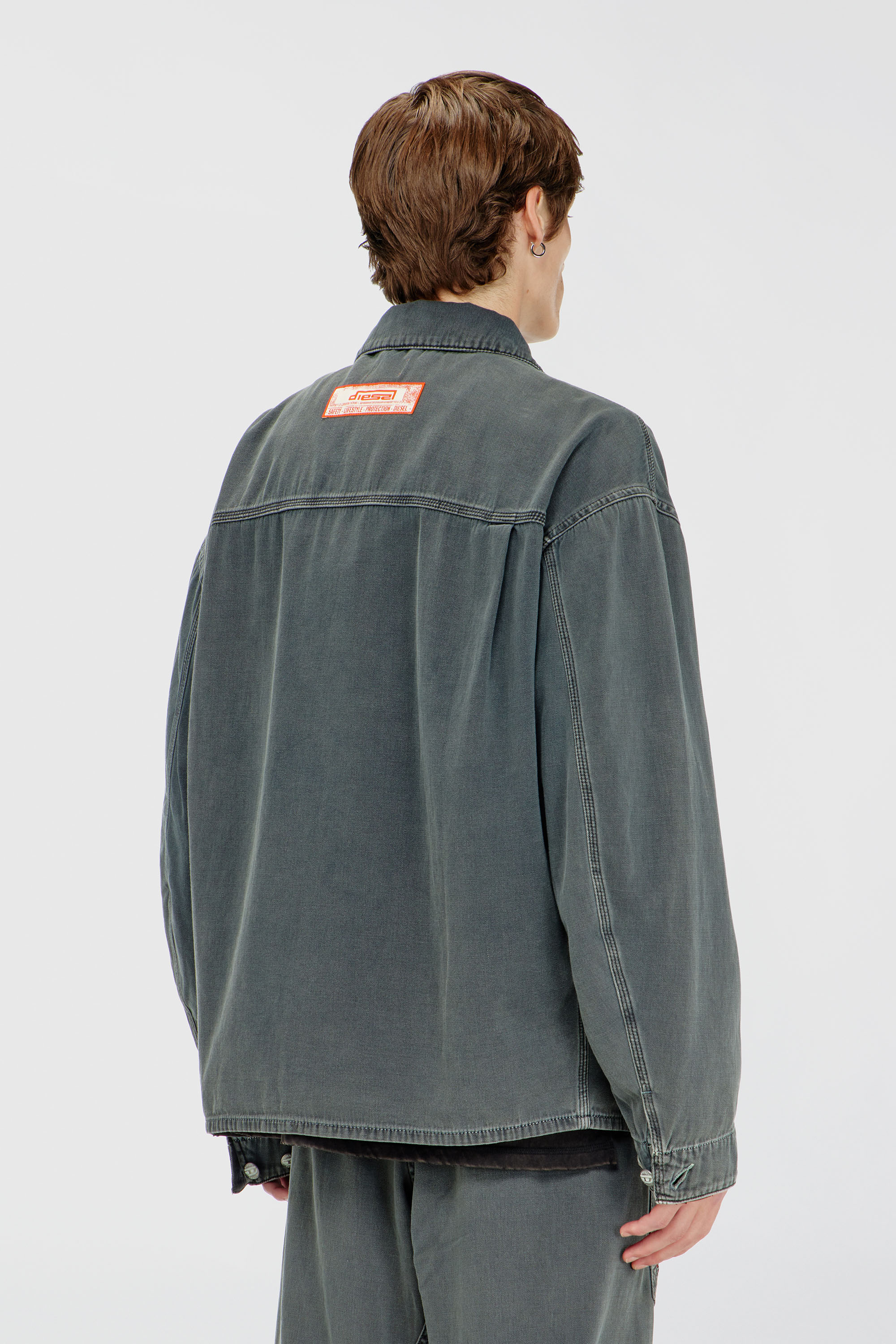 Diesel - D-STACK-U, Veste style utility en denim color&eacute; Mixte in Gris - 4