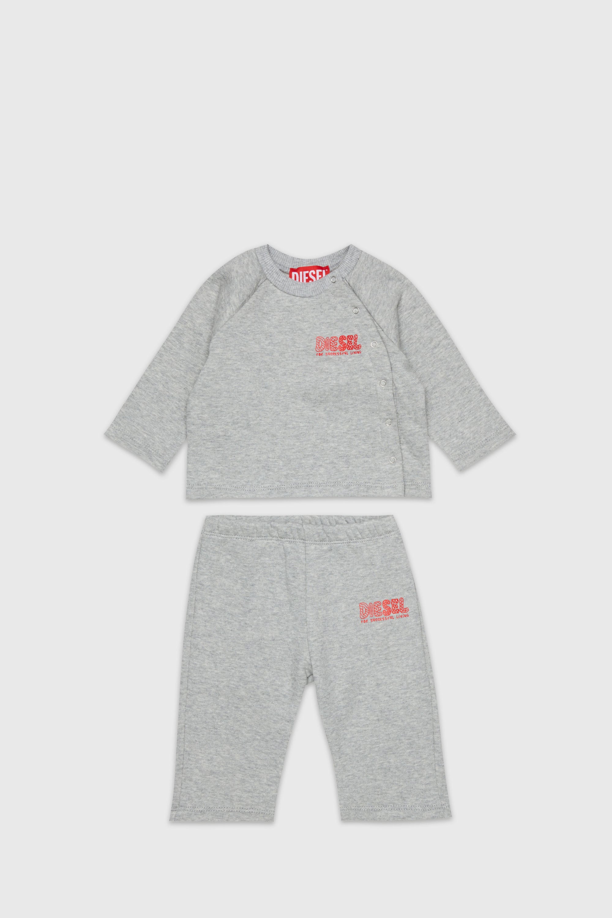 Diesel - SLUPY-SET-NB, Ensemble pour nouveau-n&eacute; avec imprim&eacute; logo Mixte in Gris - 1