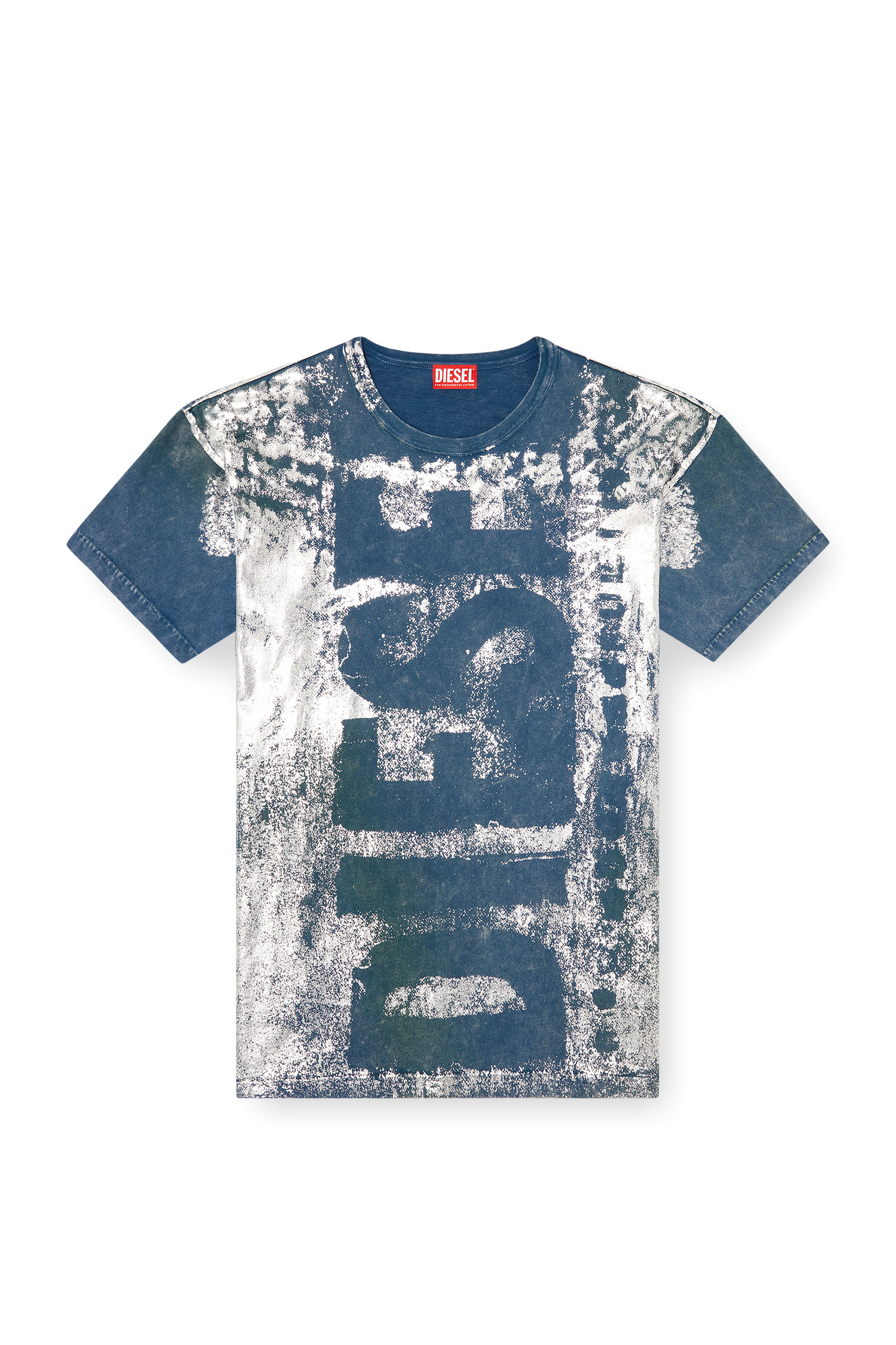 Diesel - T-BOXT-R2, T-shirt à logo avec effets métallisés Homme in Bleu - 3