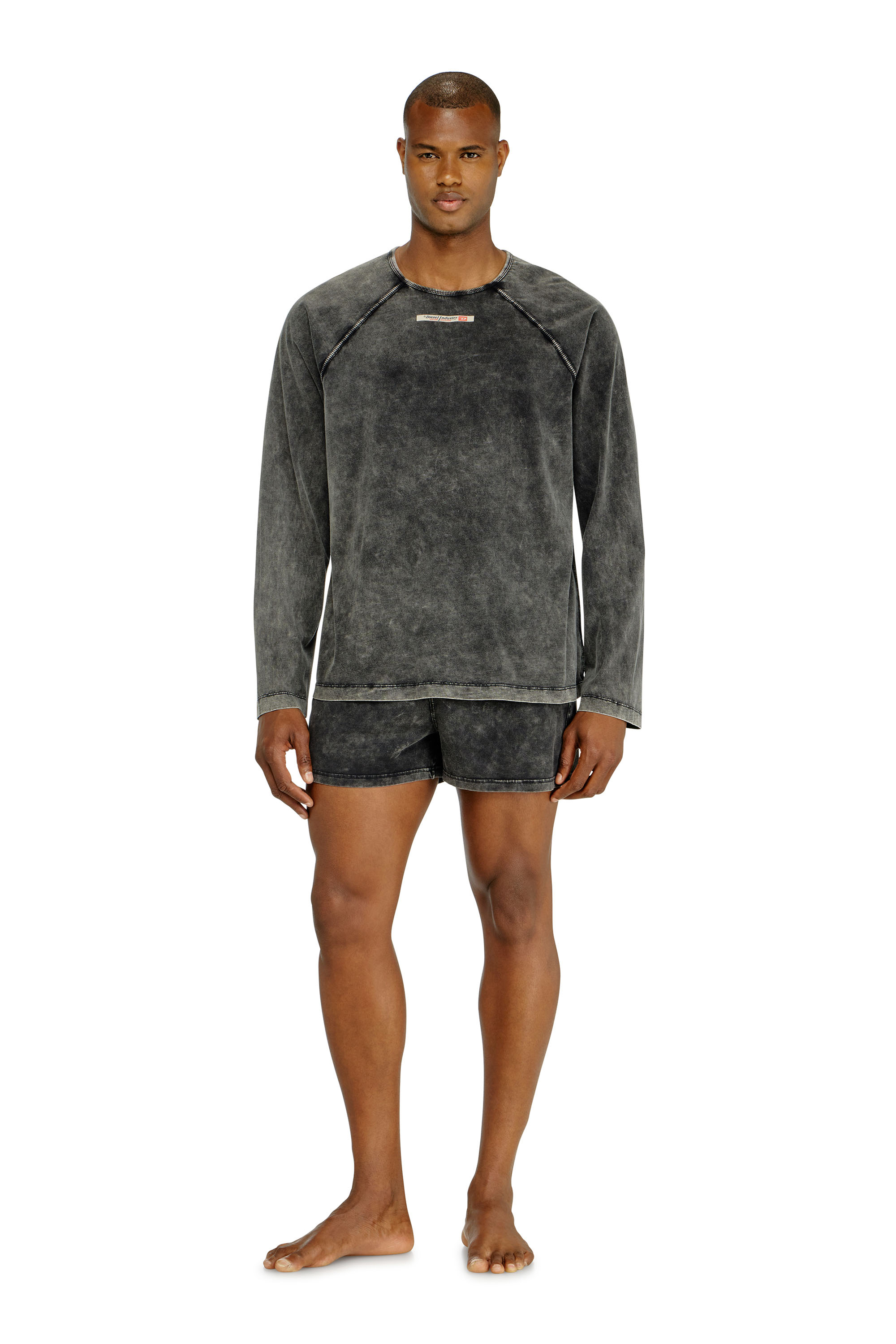 Diesel - BRYAN-DNM, Man's Cotton pijama top with logo patch in Dark grey - 2