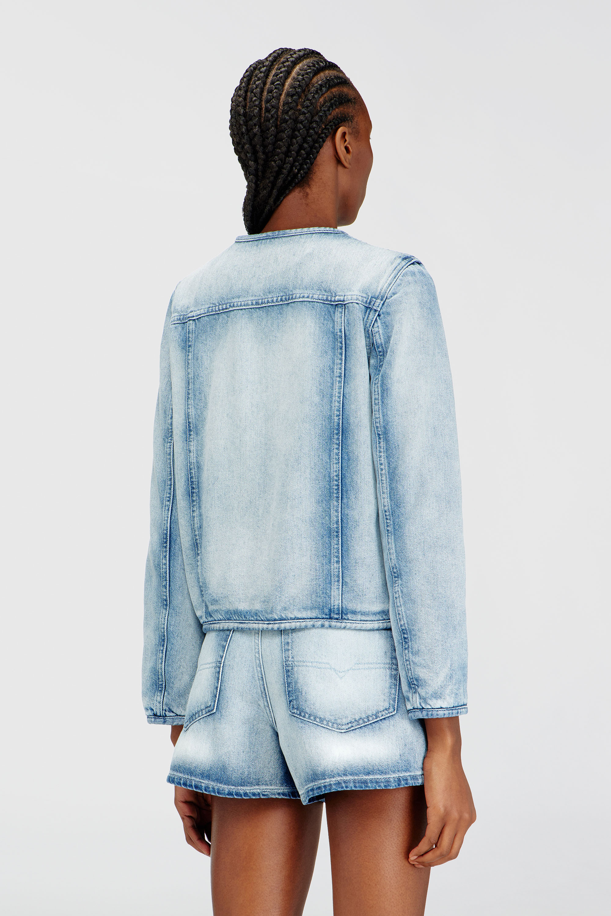 Diesel - DE-GRAFY-FSI1, Veste en denim skeleton mi-l&eacute;ger Femme in Bleu - 4