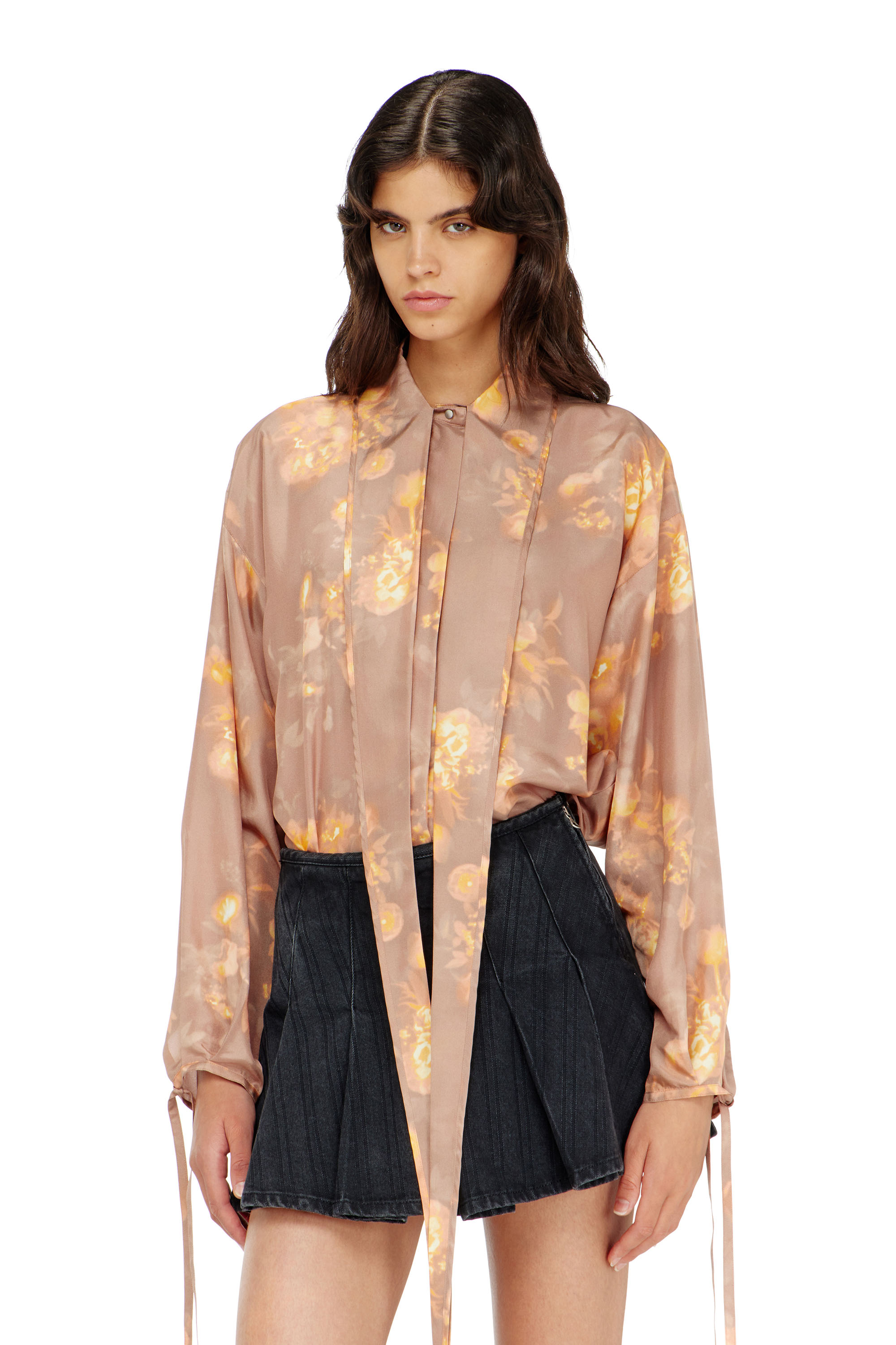 Diesel - C-ALLAS-T1, Chemise en soie habotai &agrave; motif floral Femme in ToBeDefined - 1