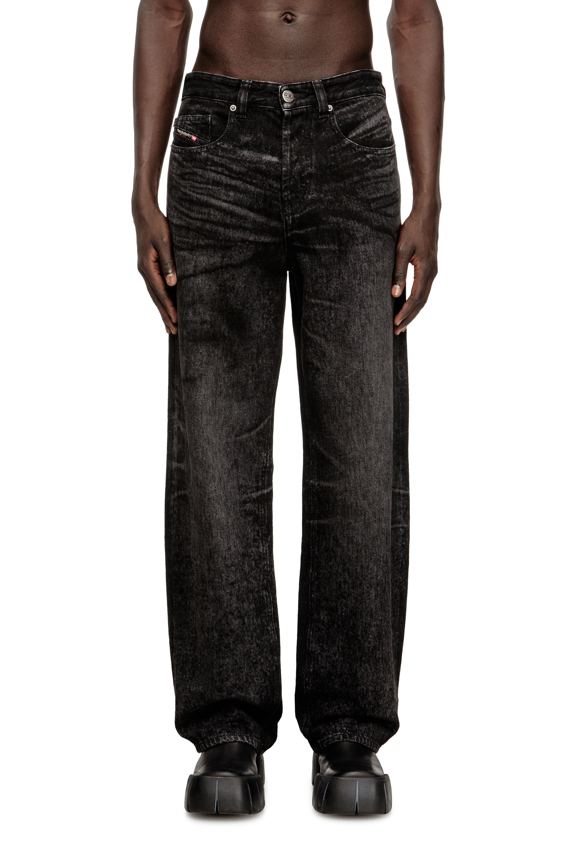Diesel - Relaxed Jeans 2001 D-Macro 007DB Homme, Noir/Gris foncé - Image 3