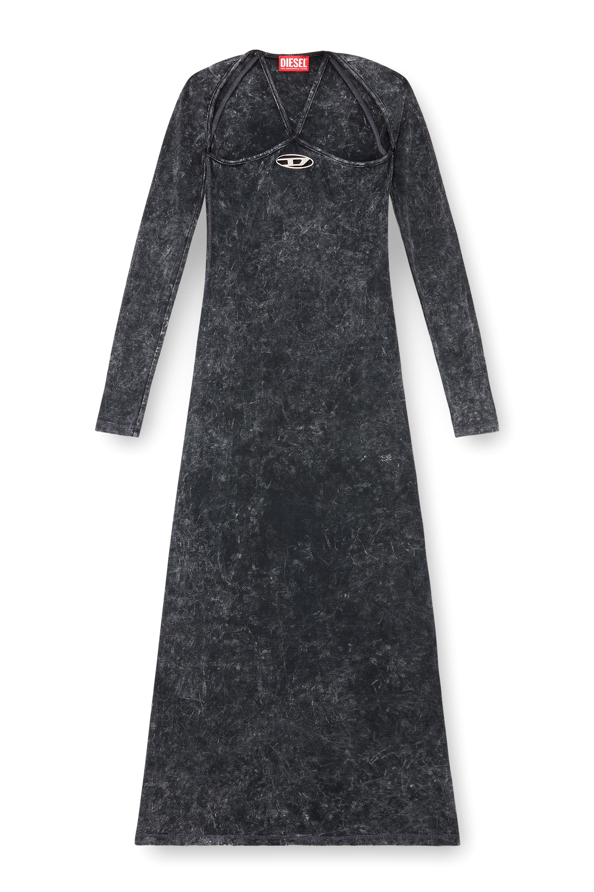 Diesel - D-MARINEL, Woman Long dress with marbled effect in Black - Image 4