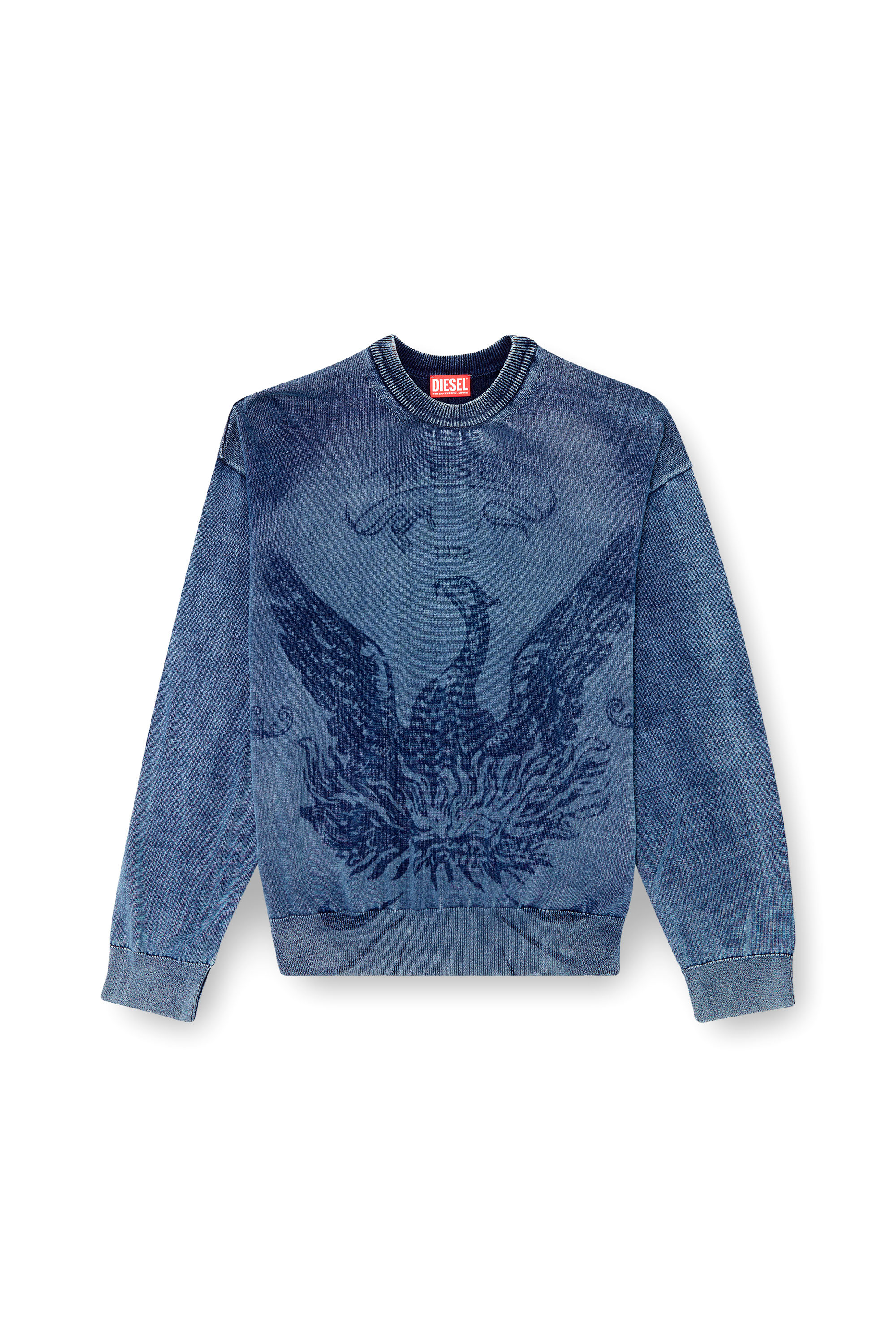 Diesel - K-FENICOL, Pull indigo avec logo du phénix Homme in Bleu - 2