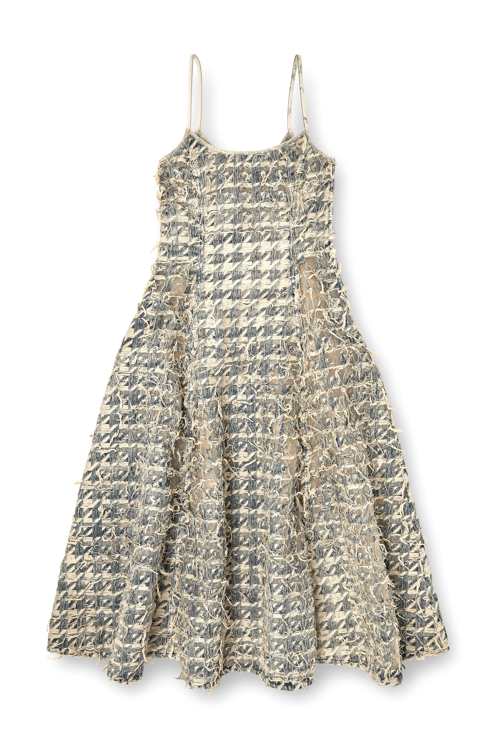 Diesel - DE-SWEENEY-LONG-FSH, Jupe longue en denim motif pied-de-poule dévoré Femme in Bleu - 2