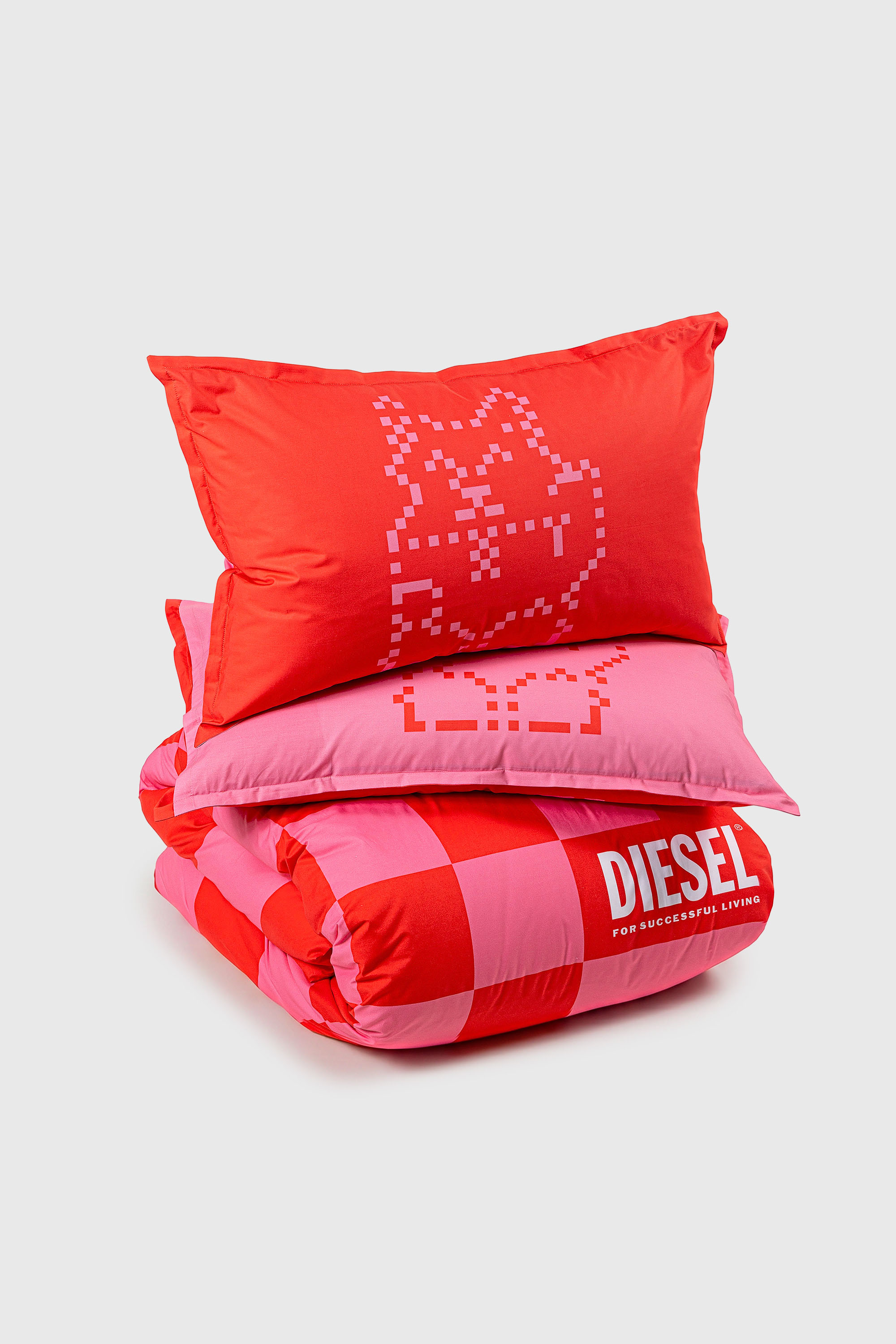 Diesel - 1018118  PIXEL DUCKS PINK/RED PERCALE DU, Parure de lit en percale pour lit queen size Mixte in Rouge - 2