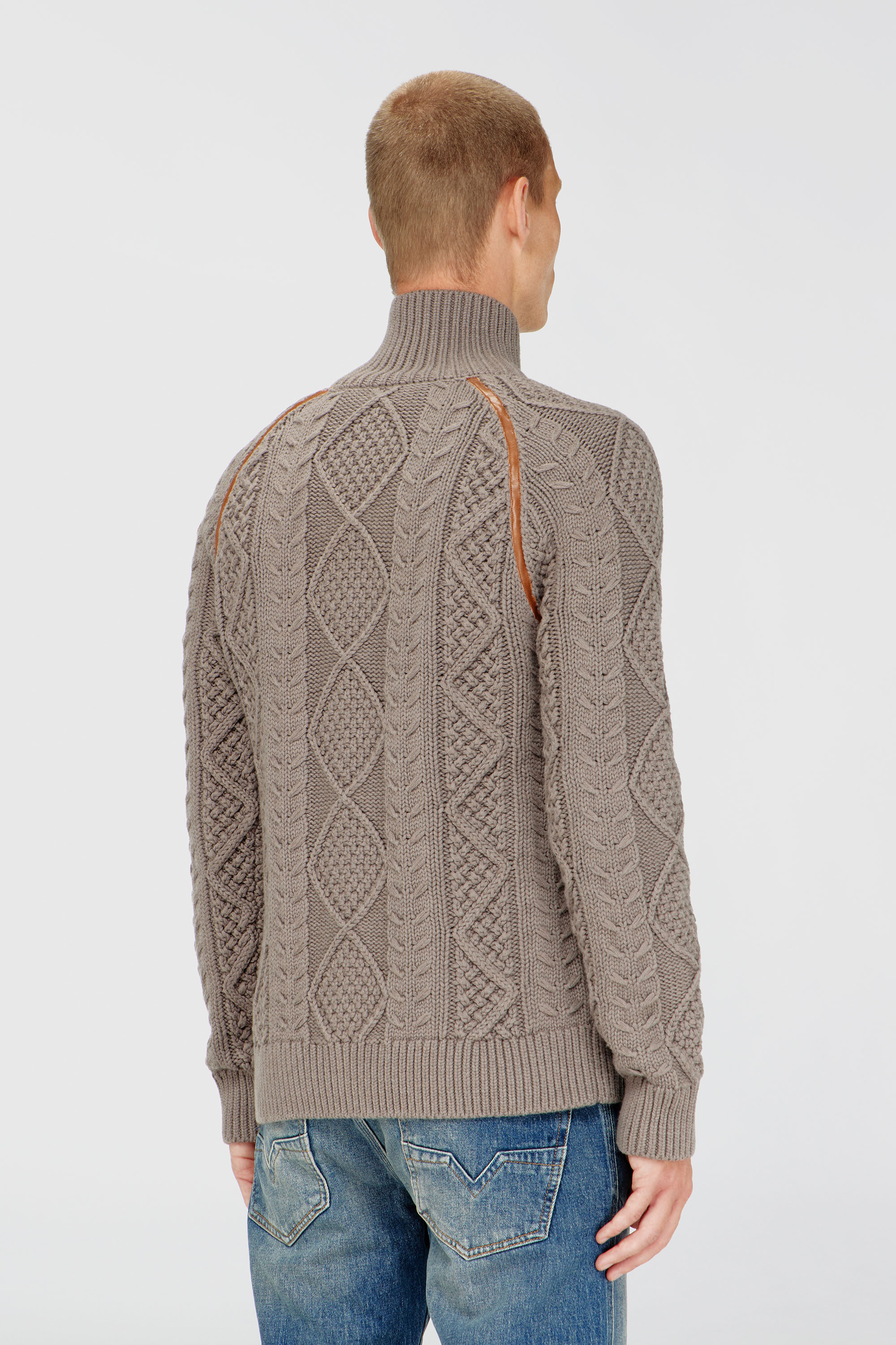 Diesel - K-INOKI, Cardigan zip en maille torsad&eacute;e Homme in Gris - 4
