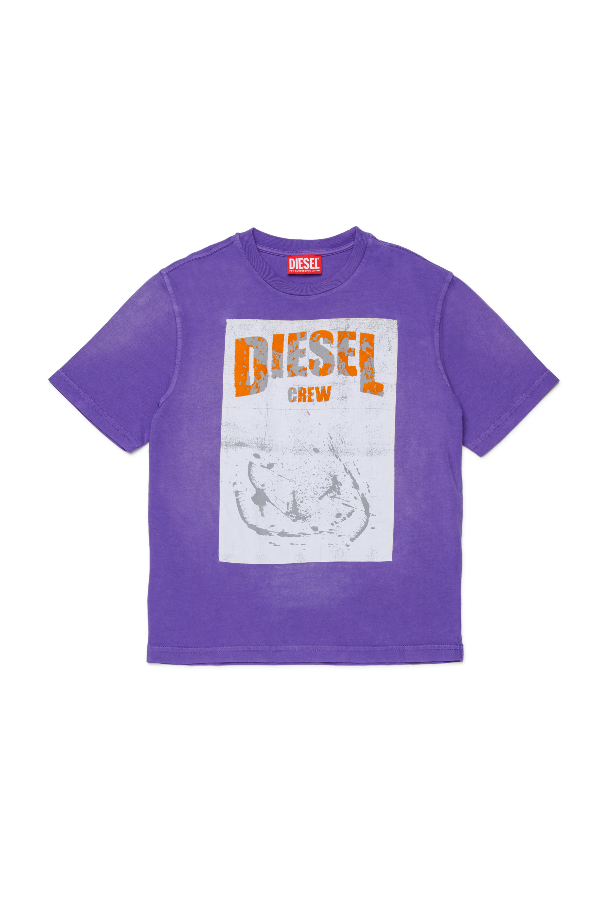 Diesel - TBERS OVER, T-shirt en coton avec imprim&eacute; graphique Diesel floqu&eacute; Homme in Violet - 1