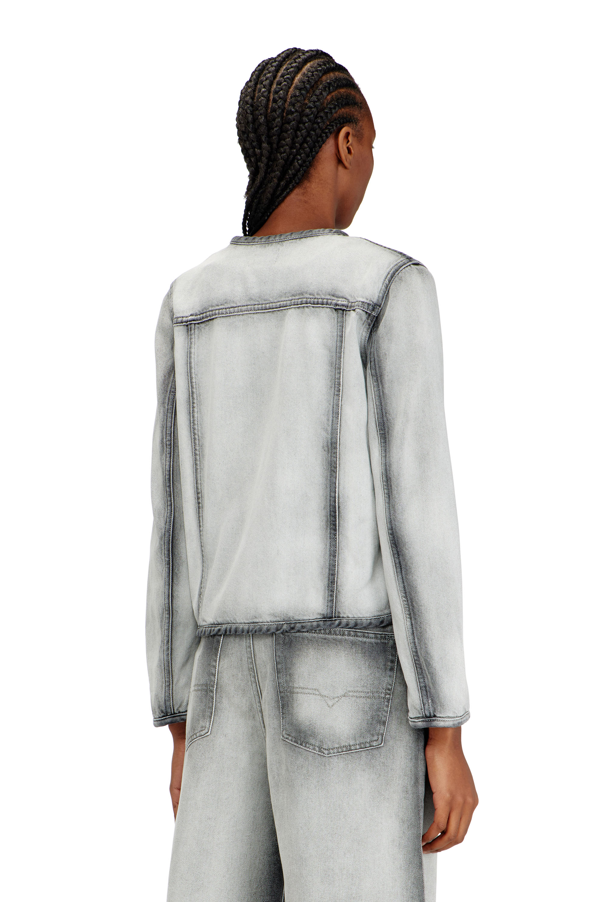 Diesel - DE-GRAFY-FSI, Veste en denim skeleton doux Femme in Gris - 4