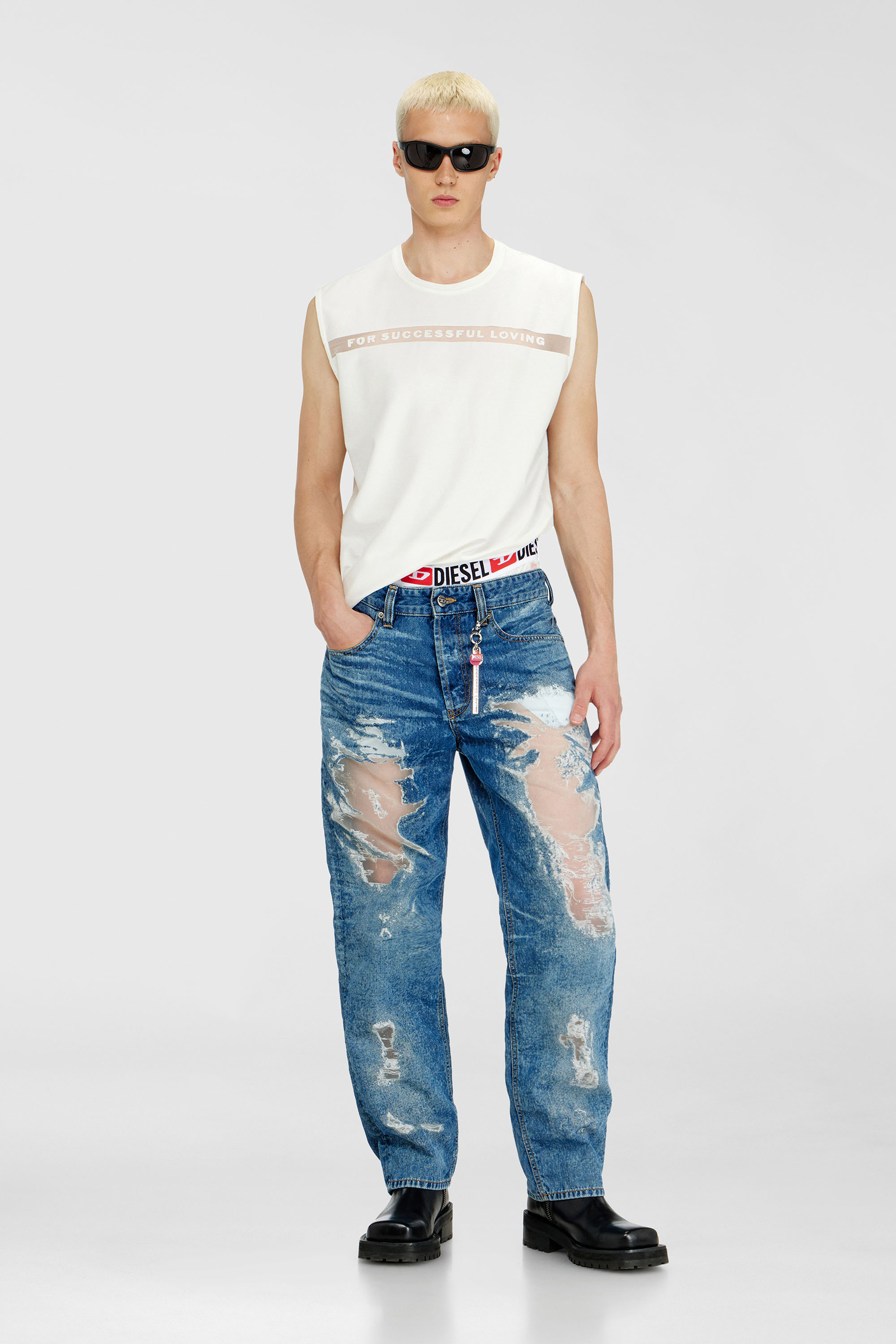 Diesel - PR-T-NORM-BISC-MATI-R, D&eacute;bardeur avec logo For Successful Loving Mixte in Blanc - 1