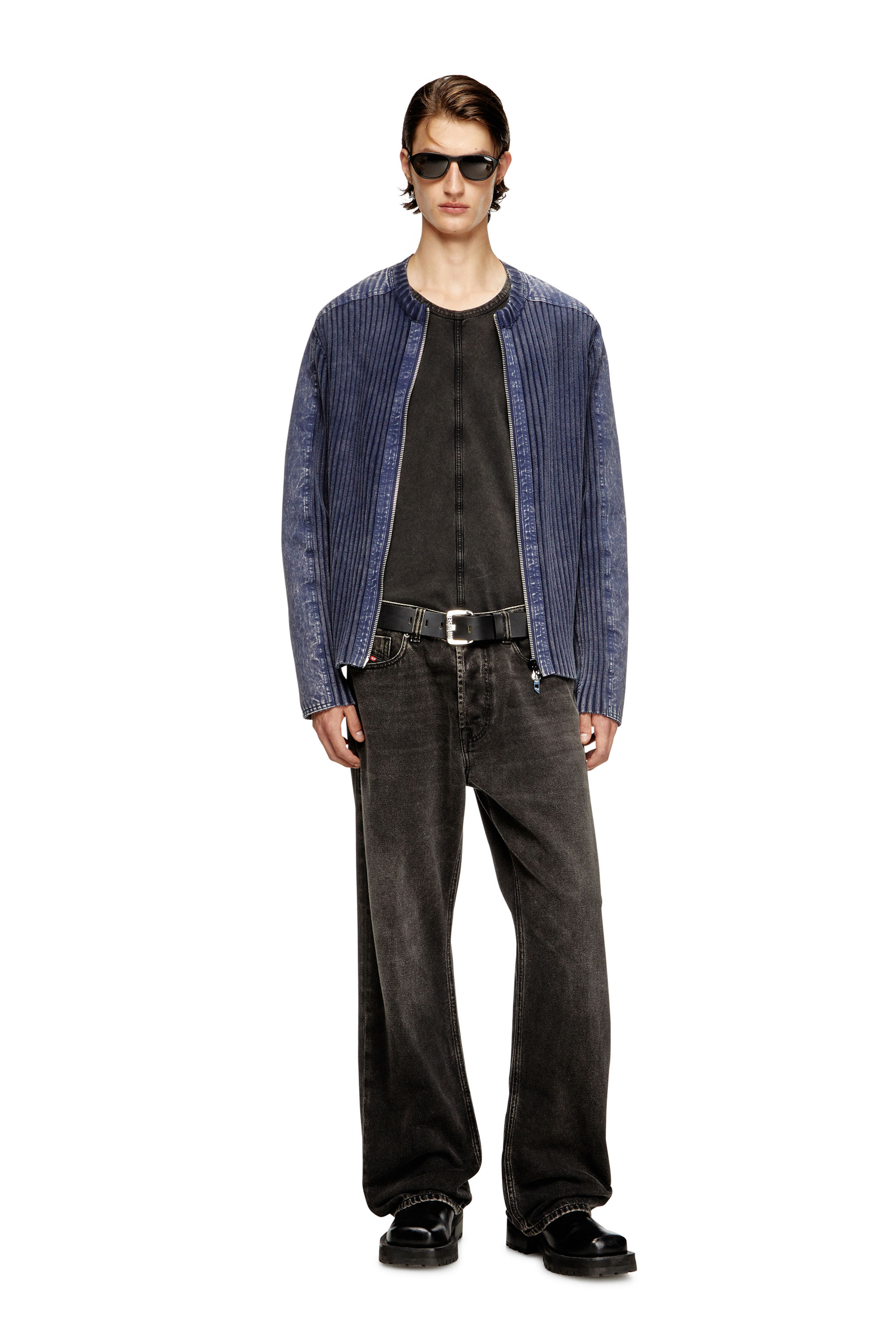 Diesel - K-MATTY, Cardigan zippé avec bandes de manches en denim Homme in ToBeDefined - 2