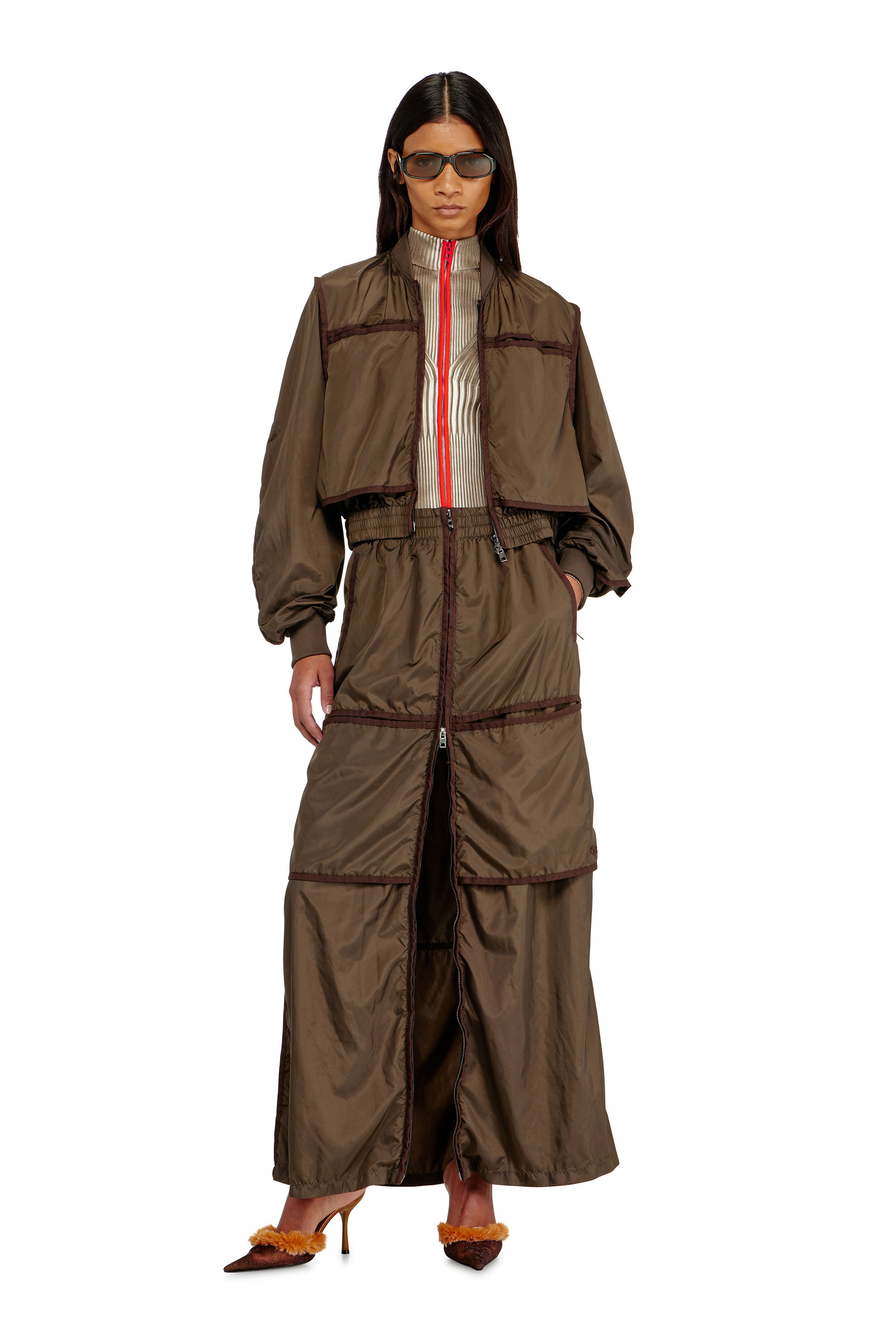 Diesel - O-HYTON, Woman's Windbreaker maxi skirt with front zip in null - 1