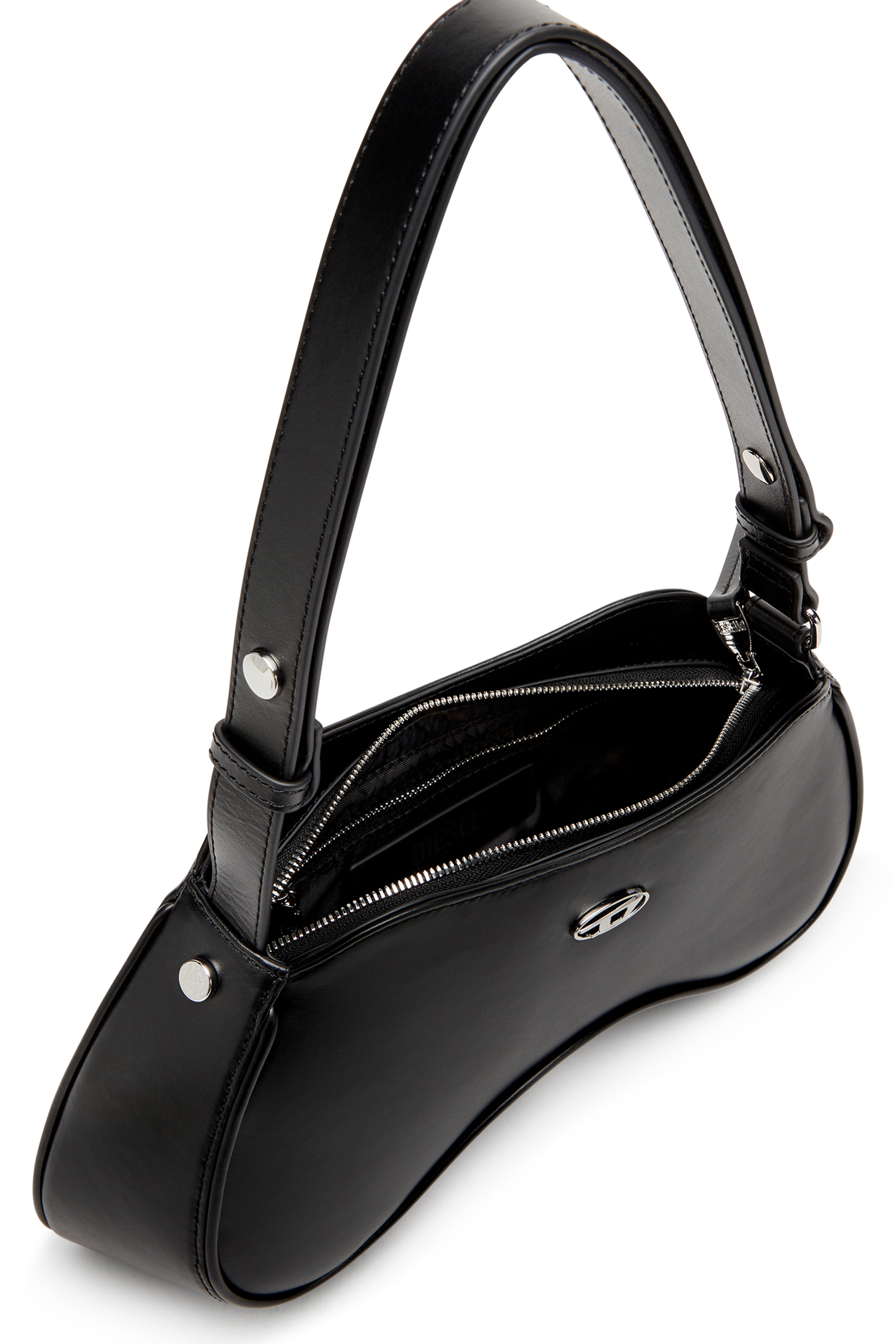 Diesel - PLAY SHOULDER, Sac à bandoulière en cuir semi-brillant Femme in Noir - 4