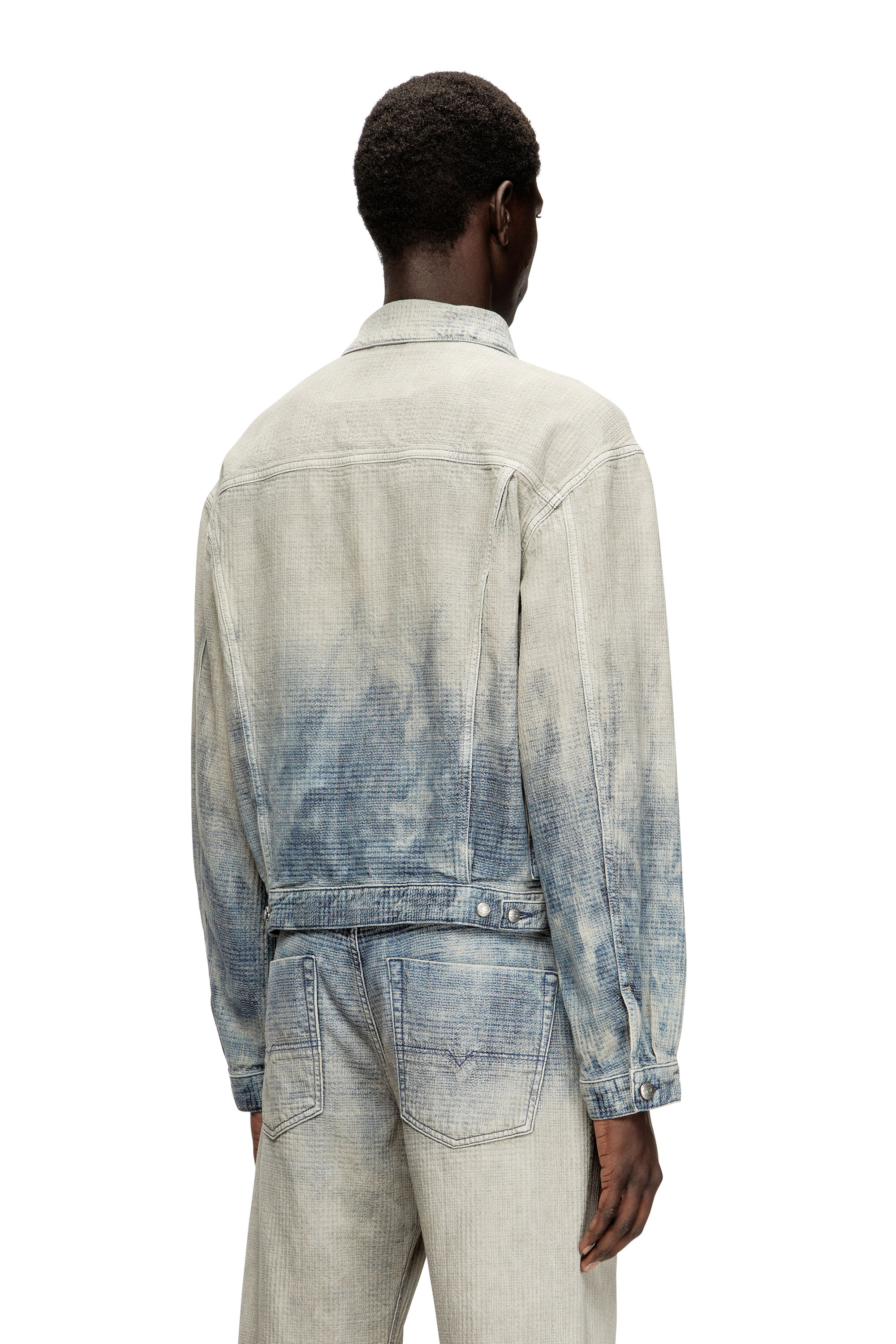 Diesel - D-RANGER, Veste trucker en denim jacquard Prince de Galles Mixte in Polychrome - 4