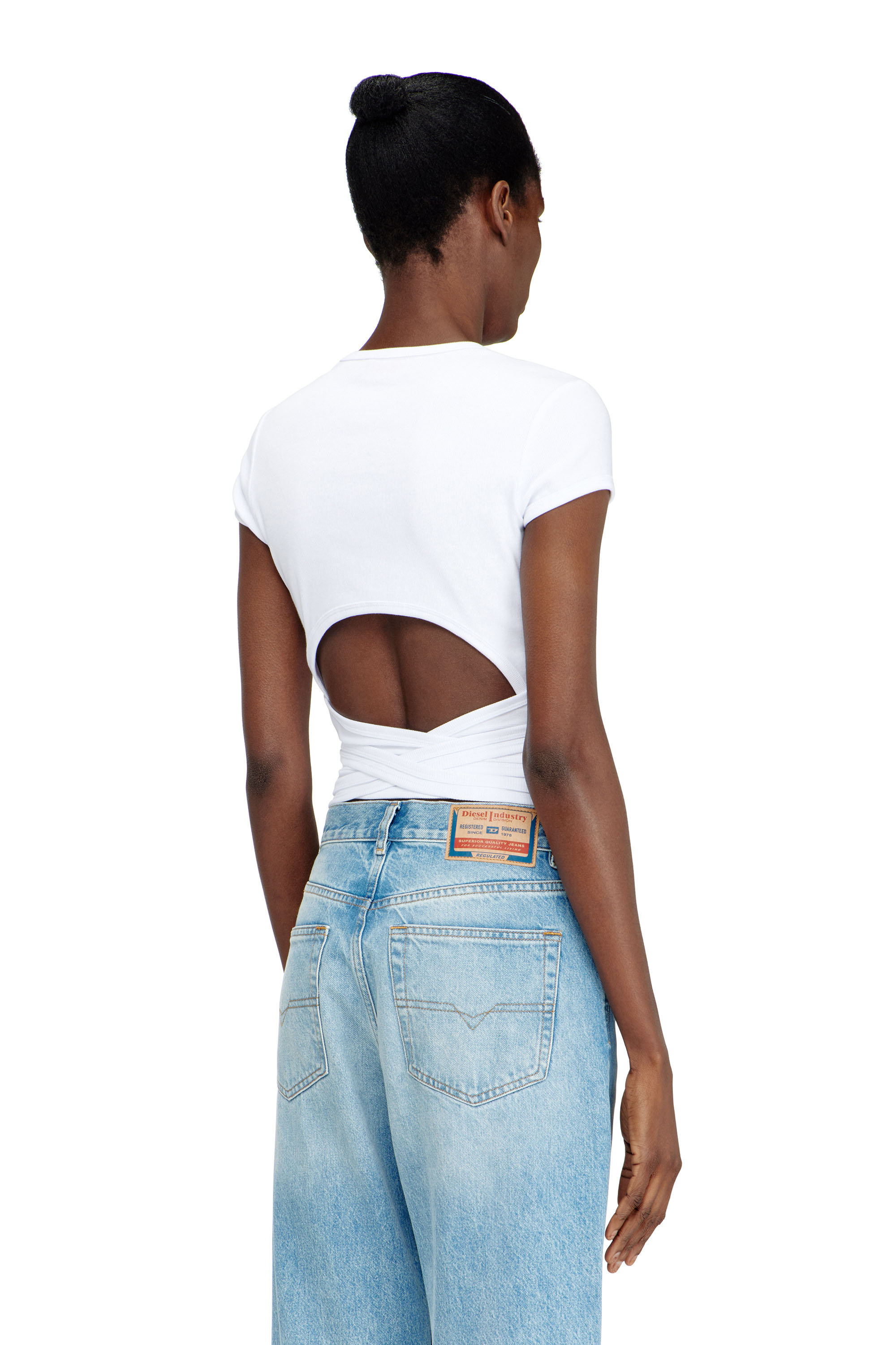 Diesel - T-BUNNY-TAIL-S1, Haut c&ocirc;tel&eacute; avec lacets enveloppants Femme in Blanc - 3