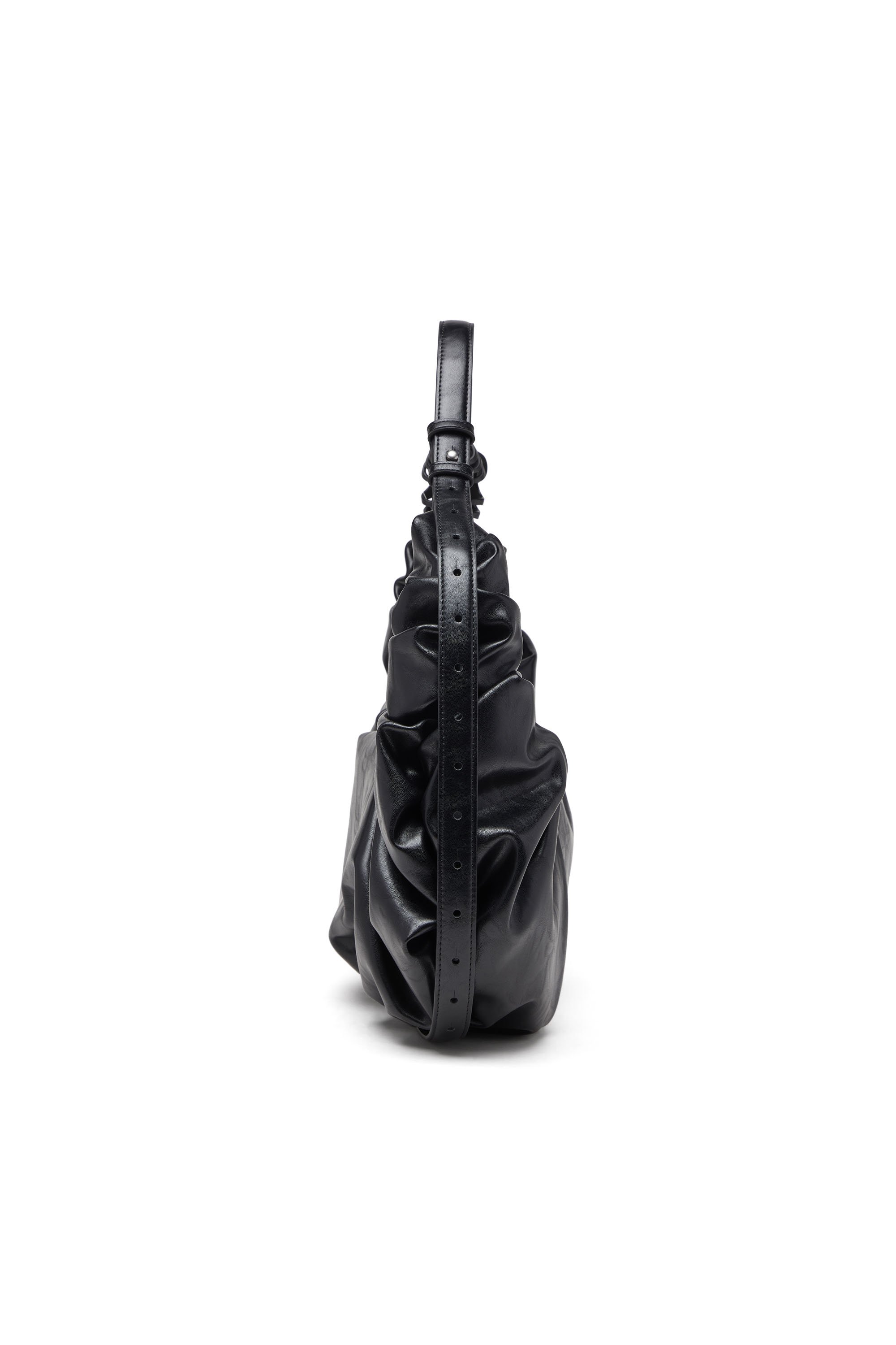 Diesel - GRAB-D HOBO L, Grand sac hobo froissé en PU brillant Femme in Noir - 4
